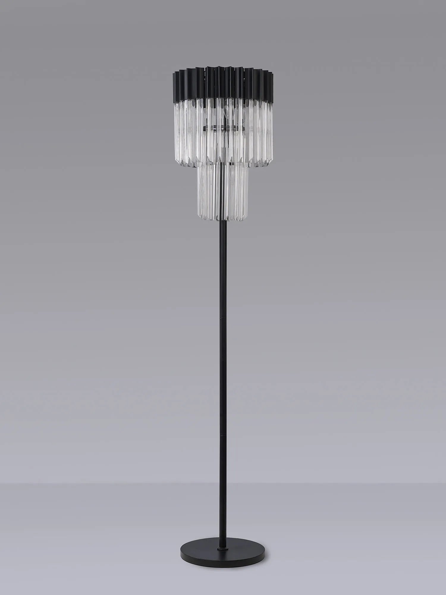 Cedar 168cm Floor Lamp 5 Light - Matt Black & Clear