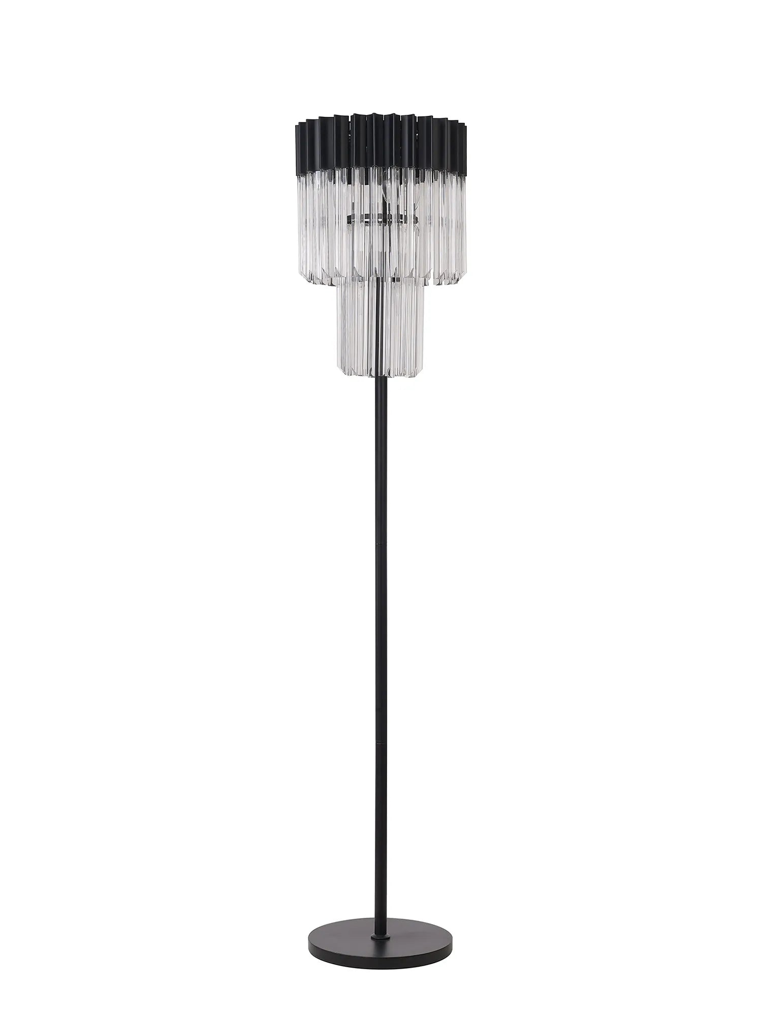 Cedar 168cm Floor Lamp 5 Light - Matt Black & Clear