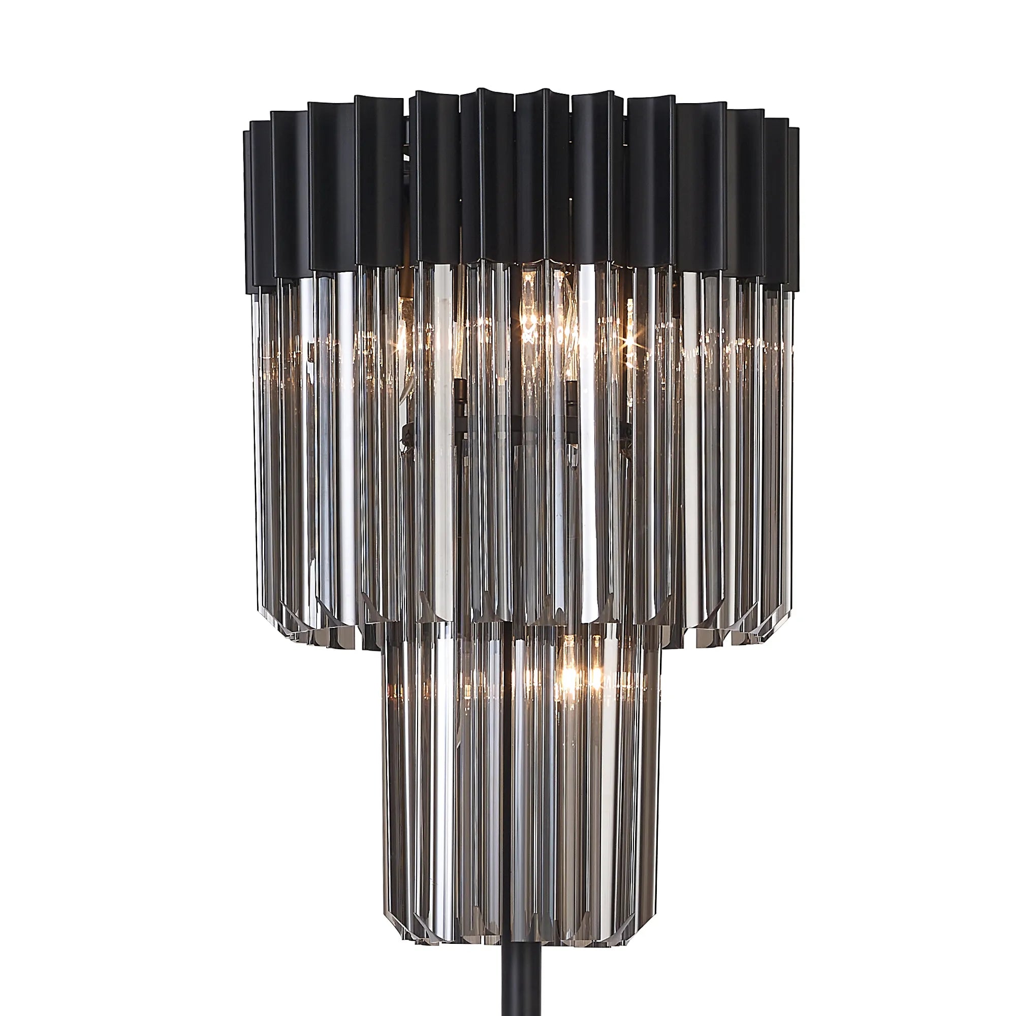 Cedar 168cm Floor Lamp 5 Light - Matt Black & Smoked
