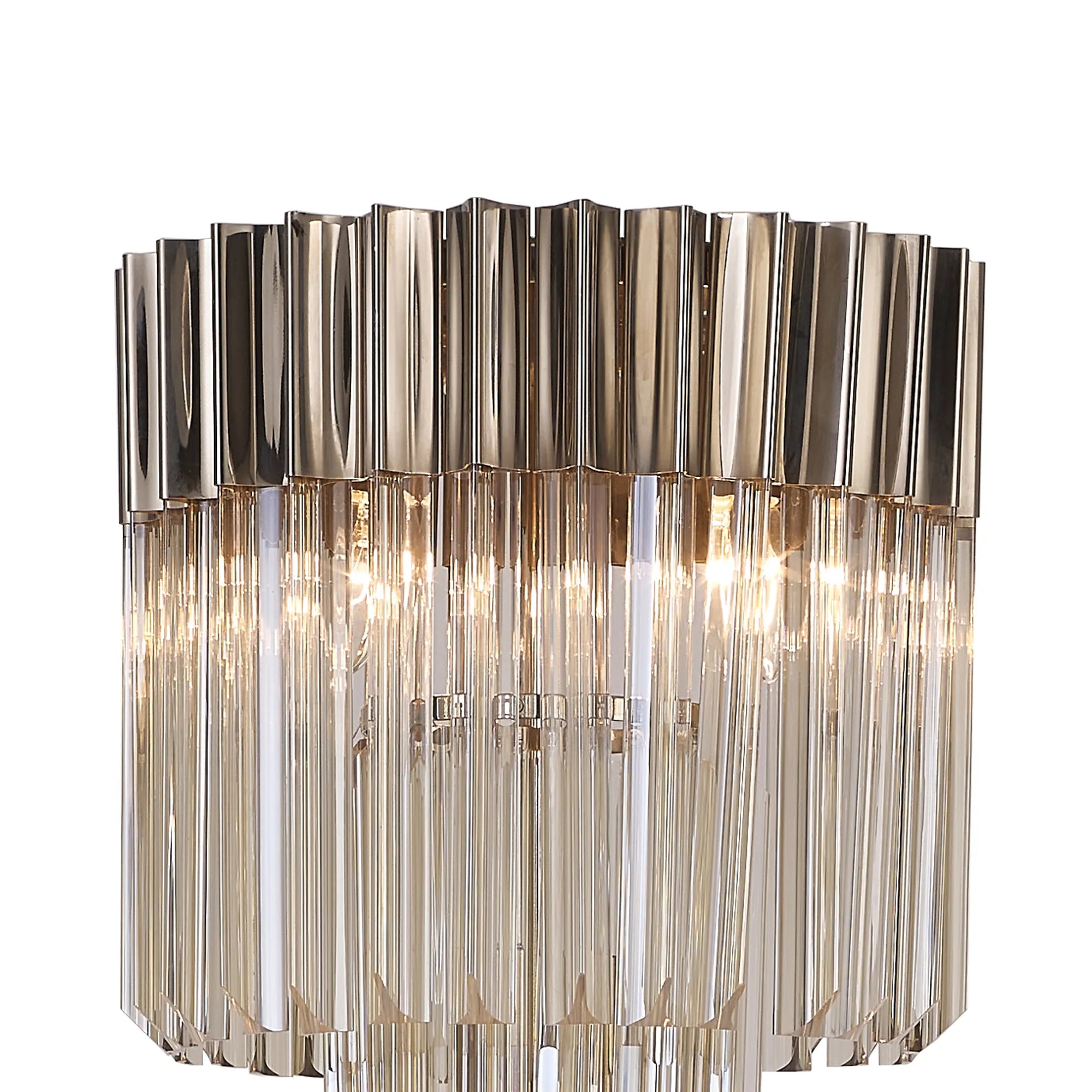 Cedar 168cm Floor Lamp 5 Light - Polished Nickel & Cognac