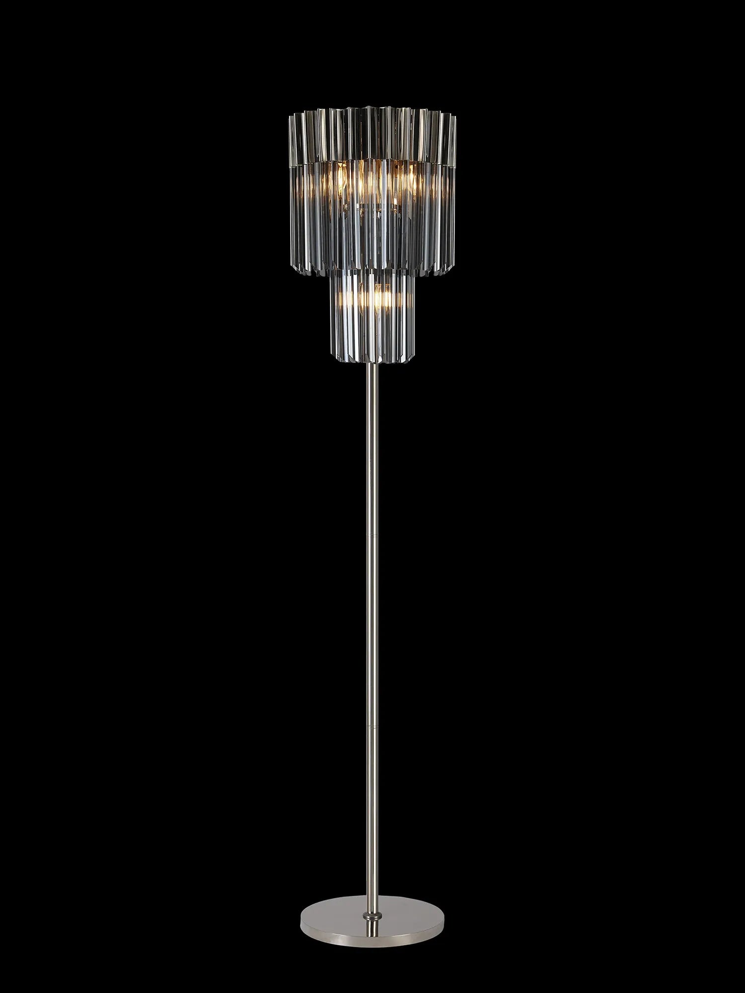 Cedar 168cm Floor Lamp 5 Light - Polished Nickel & Smoked