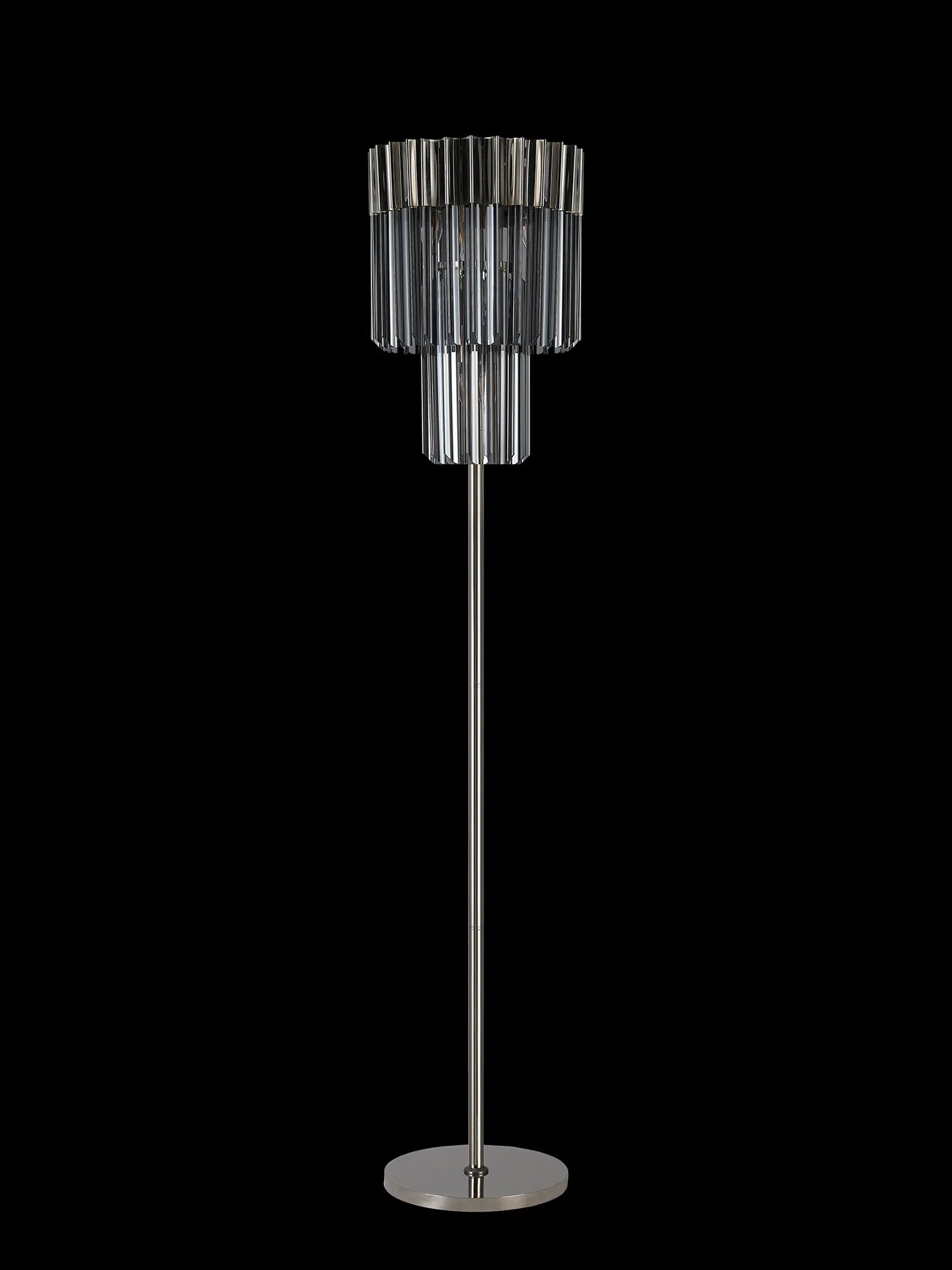 Cedar 168cm Floor Lamp 5 Light - Polished Nickel & Smoked