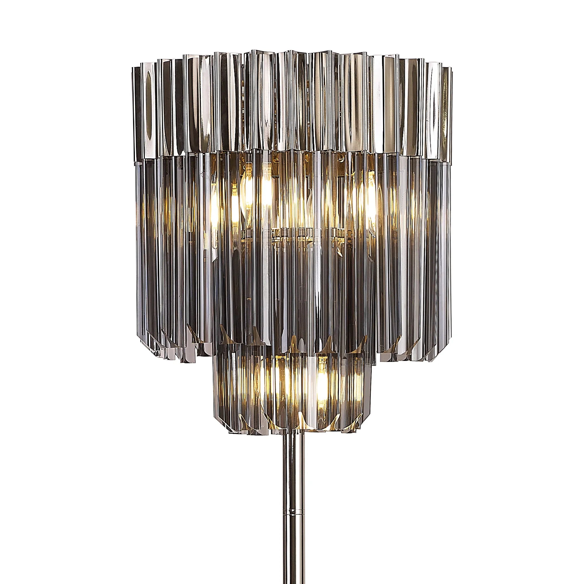 Cedar 168cm Floor Lamp 5 Light - Polished Nickel & Smoked