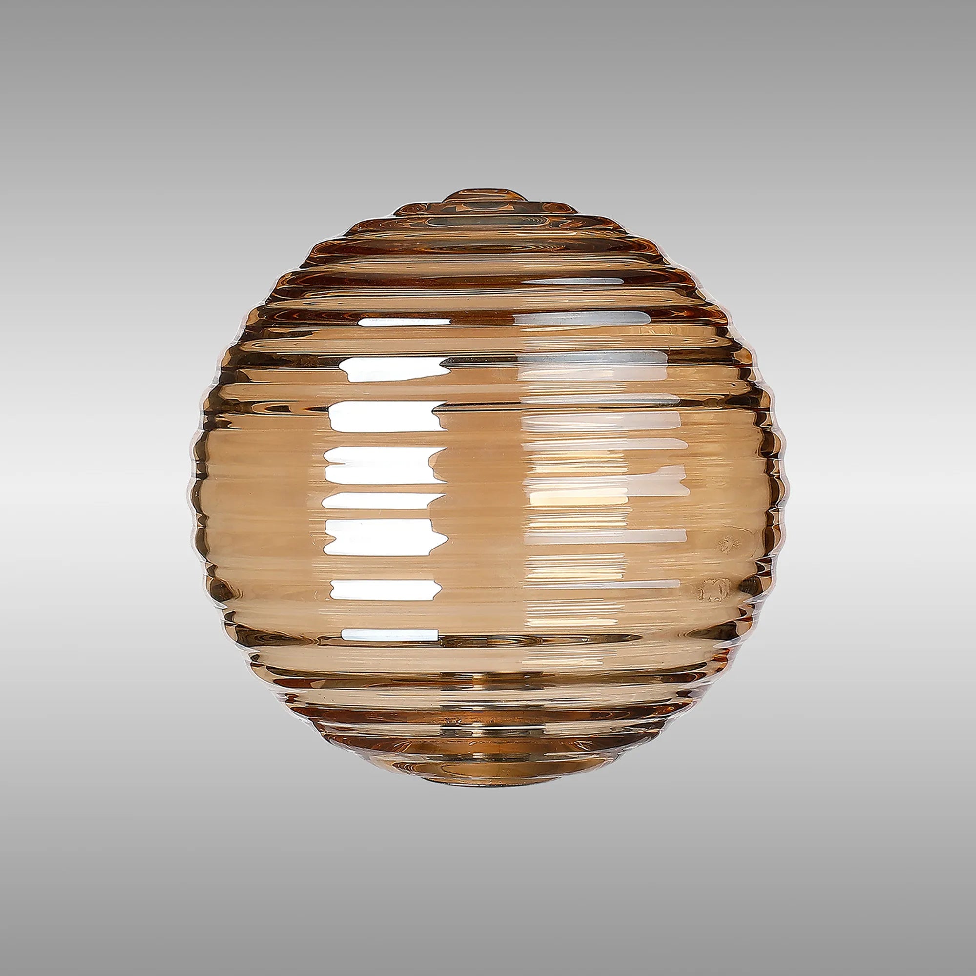Dene 12cm Ribbed Round Glass Shade (B) Amber