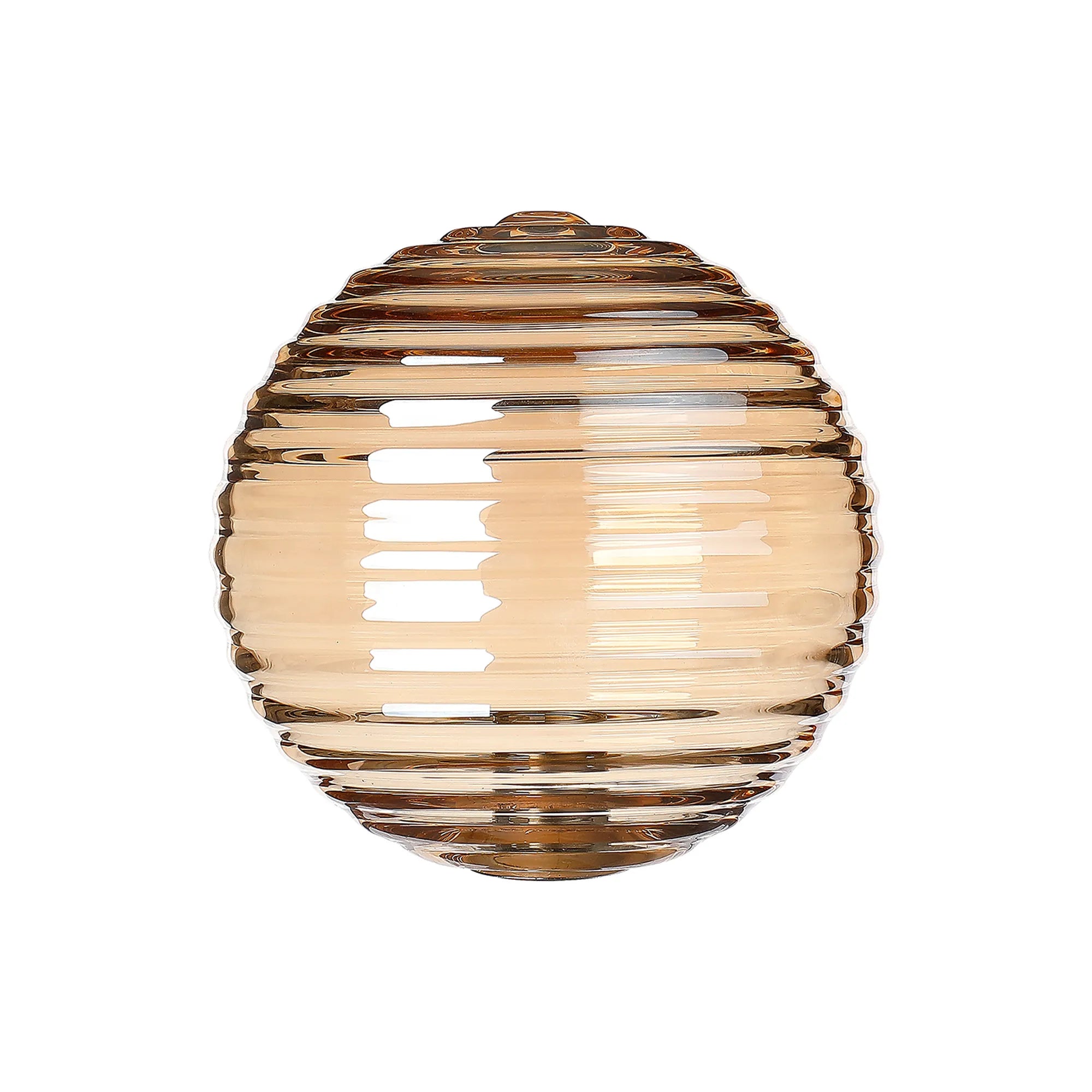 Dene 12cm Ribbed Round Glass Shade (B) Amber