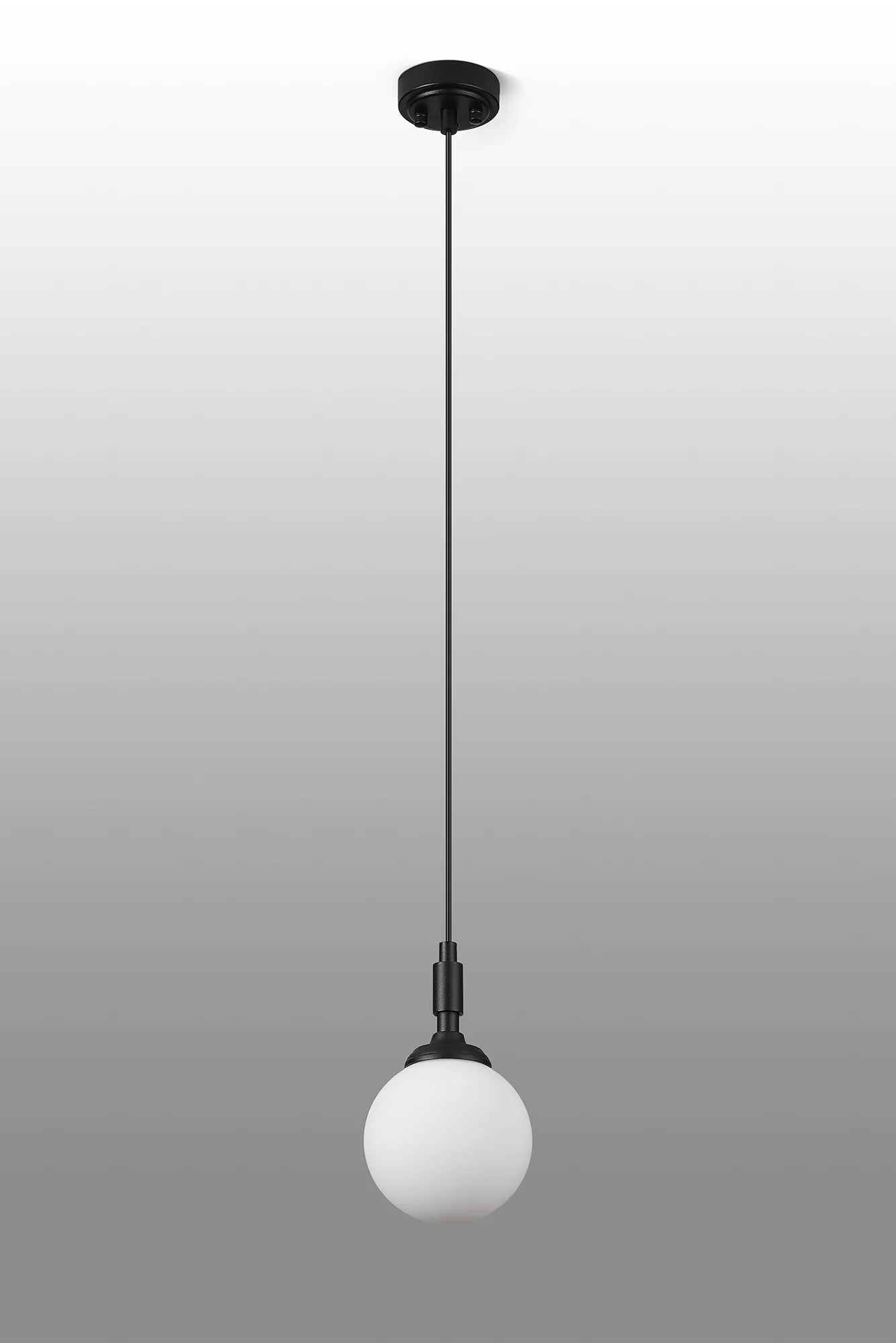 Dene Pendant 1 Light - IP44 Satin Black & Opal Smooth Round Glass