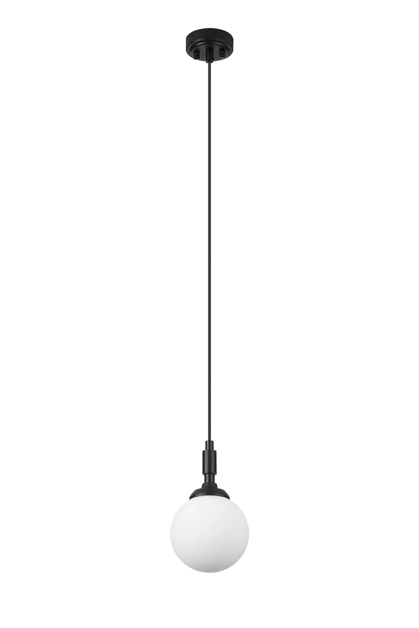 Dene Pendant 1 Light - IP44 Satin Black & Opal Smooth Round Glass