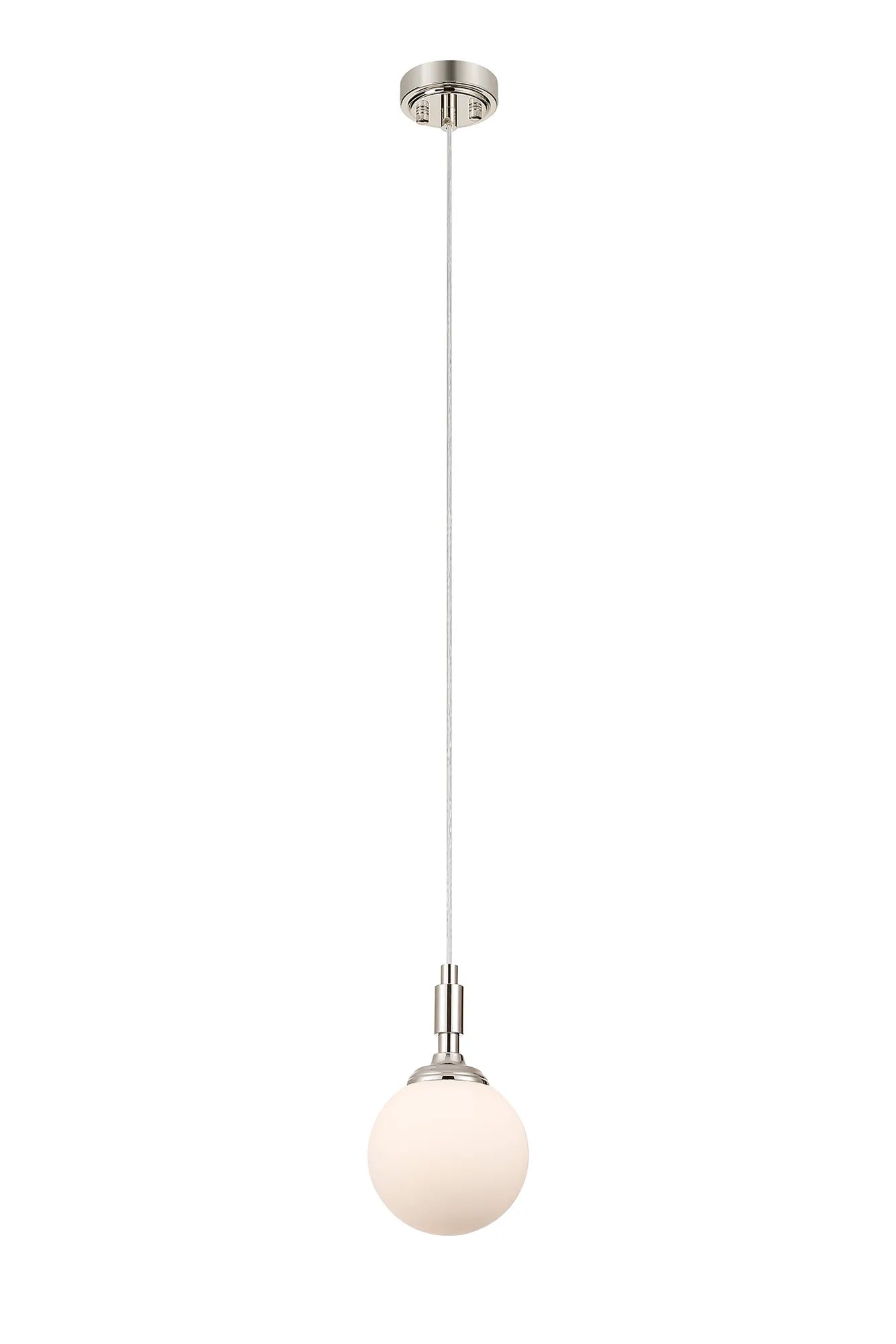 Dene Pendant 1 Light - IP44 Polished Nickel & Opal Smooth Round Glass