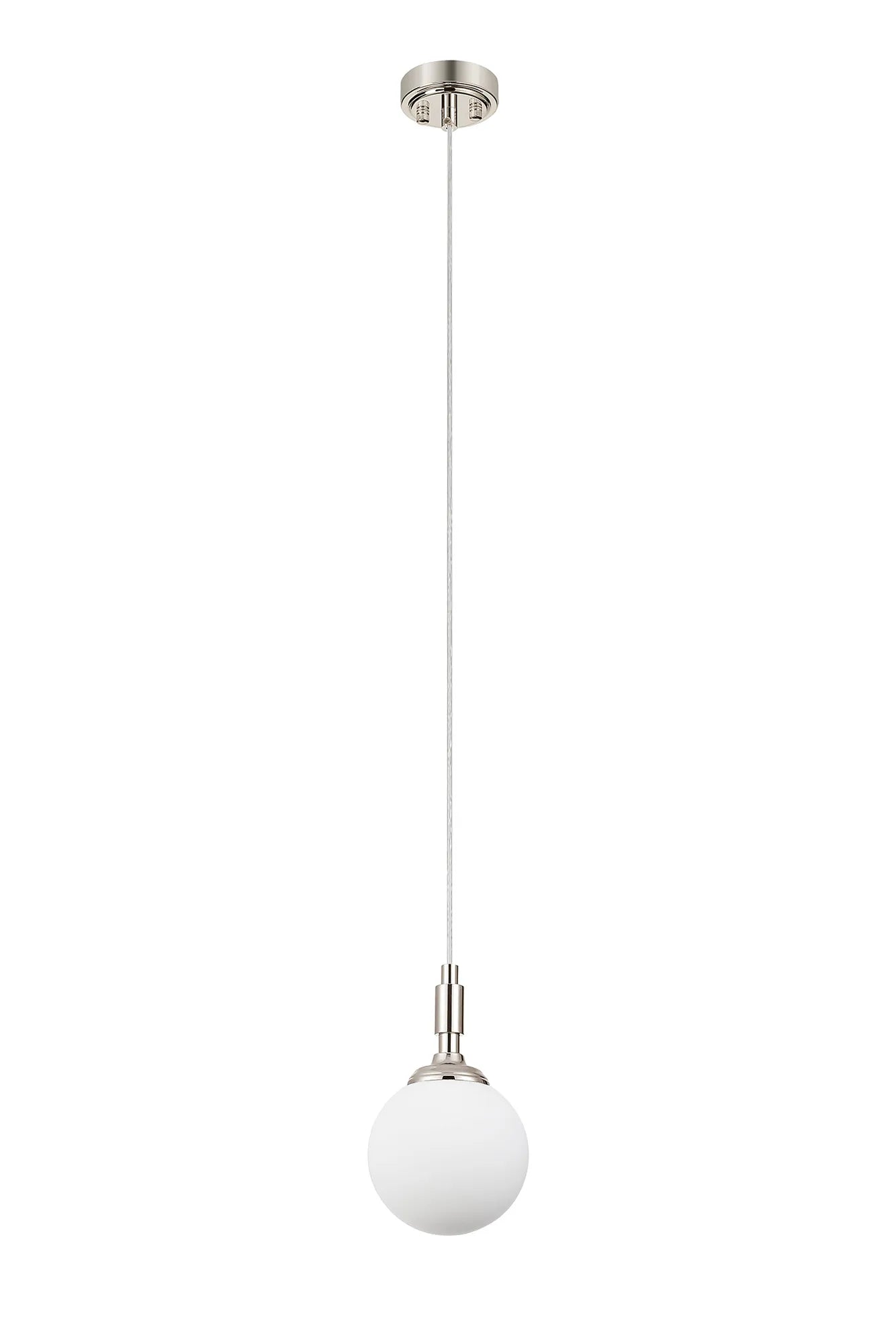 Dene Pendant 1 Light - IP44 Polished Nickel & Opal Smooth Round Glass
