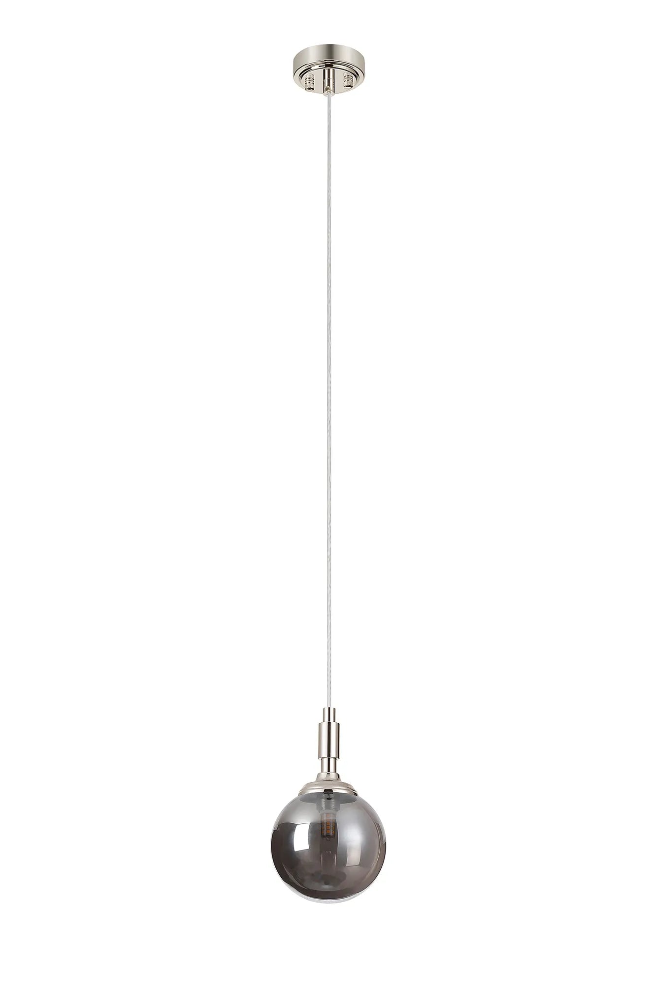 Dene Pendant 1 Light - IP44 Polished Nickel & Smoke Smooth Round Glass