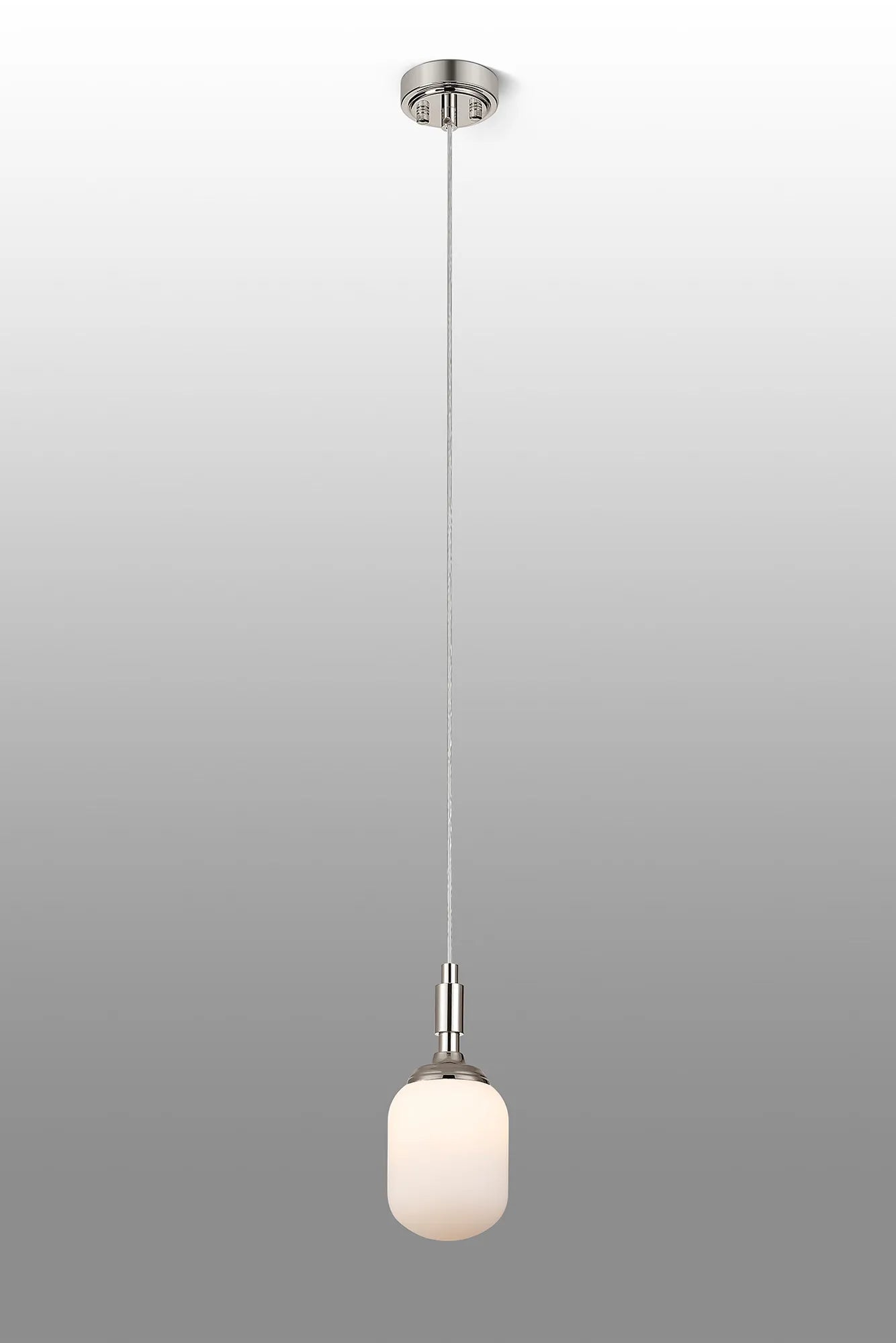 Dene Pendant 1 Light - IP44 Polished Nickel & Opal Smooth Tubular Glass