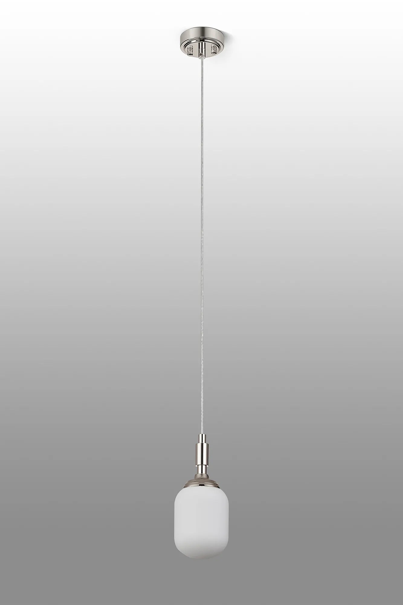 Dene Pendant 1 Light - IP44 Polished Nickel & Opal Smooth Tubular Glass