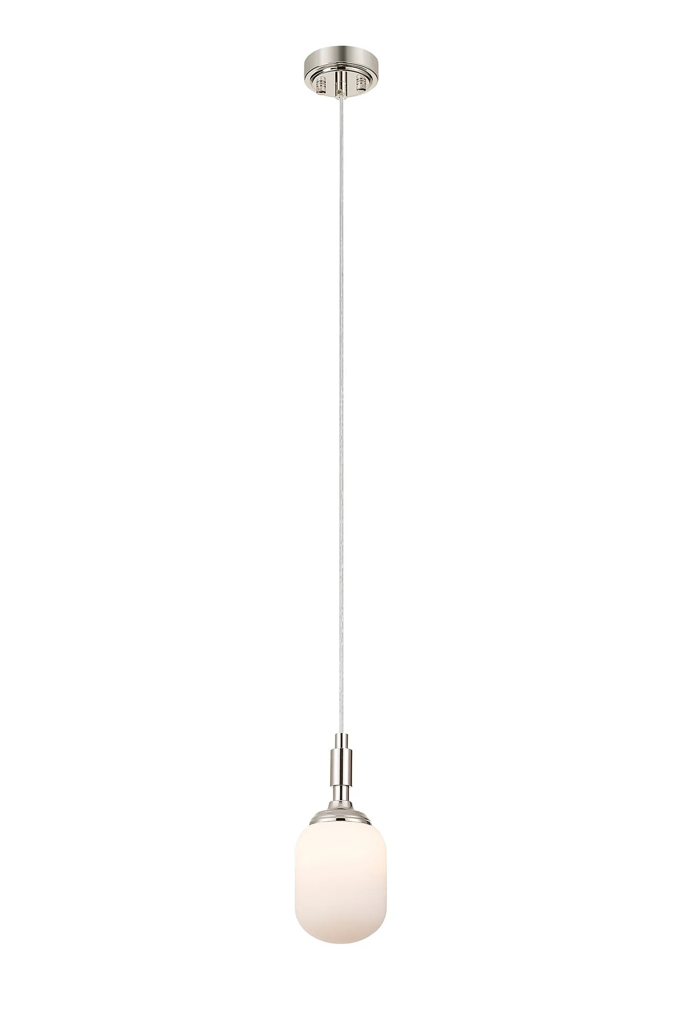Dene Pendant 1 Light - IP44 Polished Nickel & Opal Smooth Tubular Glass