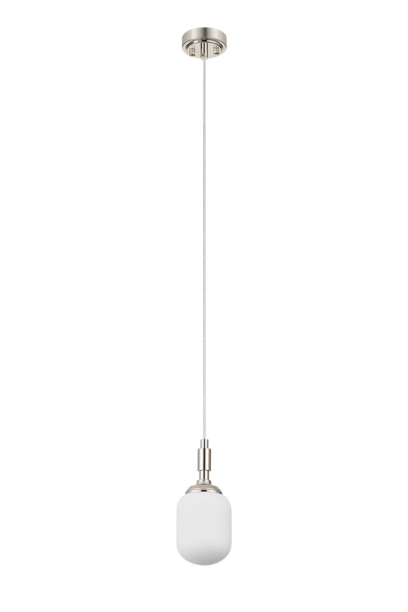Dene Pendant 1 Light - IP44 Polished Nickel & Opal Smooth Tubular Glass