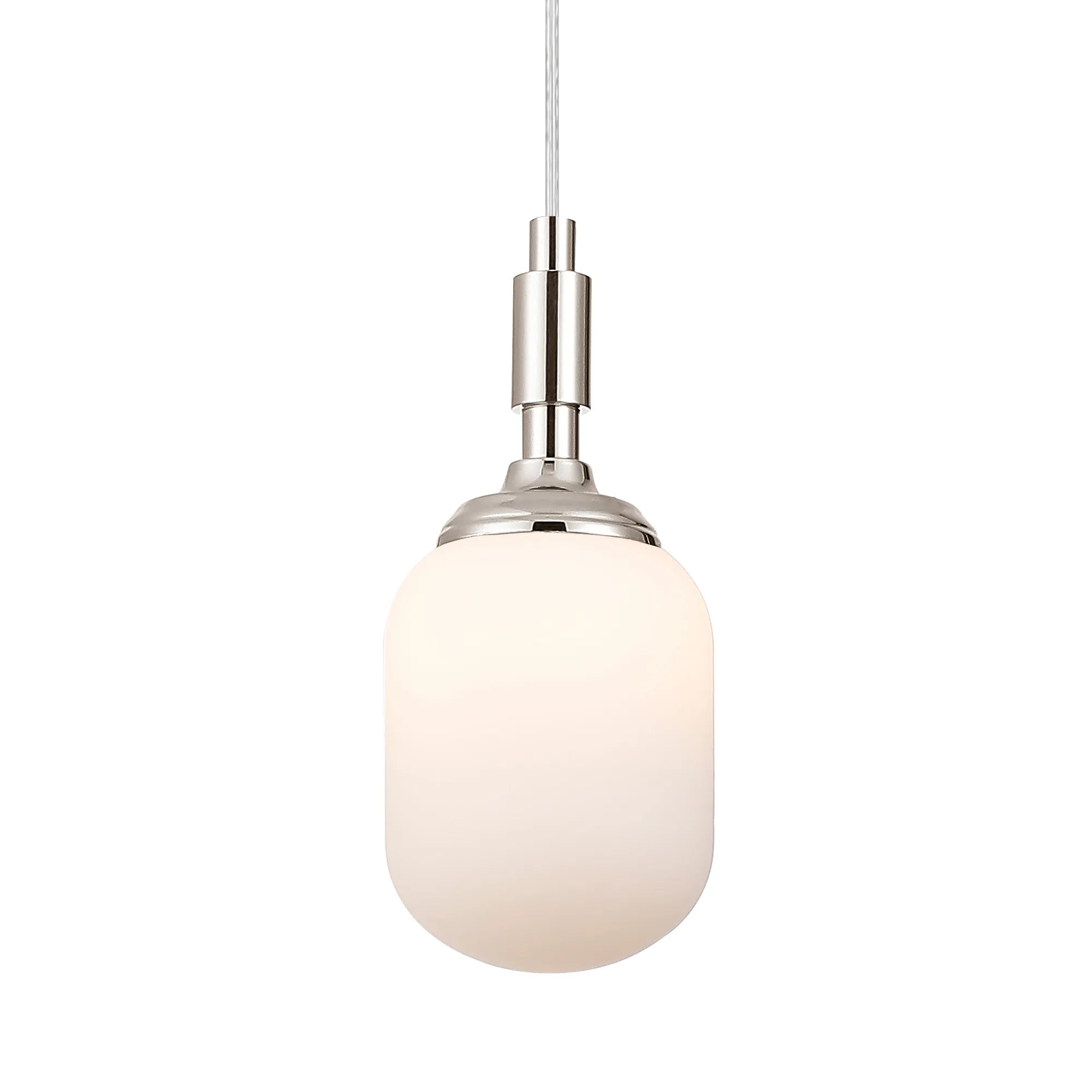 Dene Pendant 1 Light - IP44 Polished Nickel & Opal Smooth Tubular Glass
