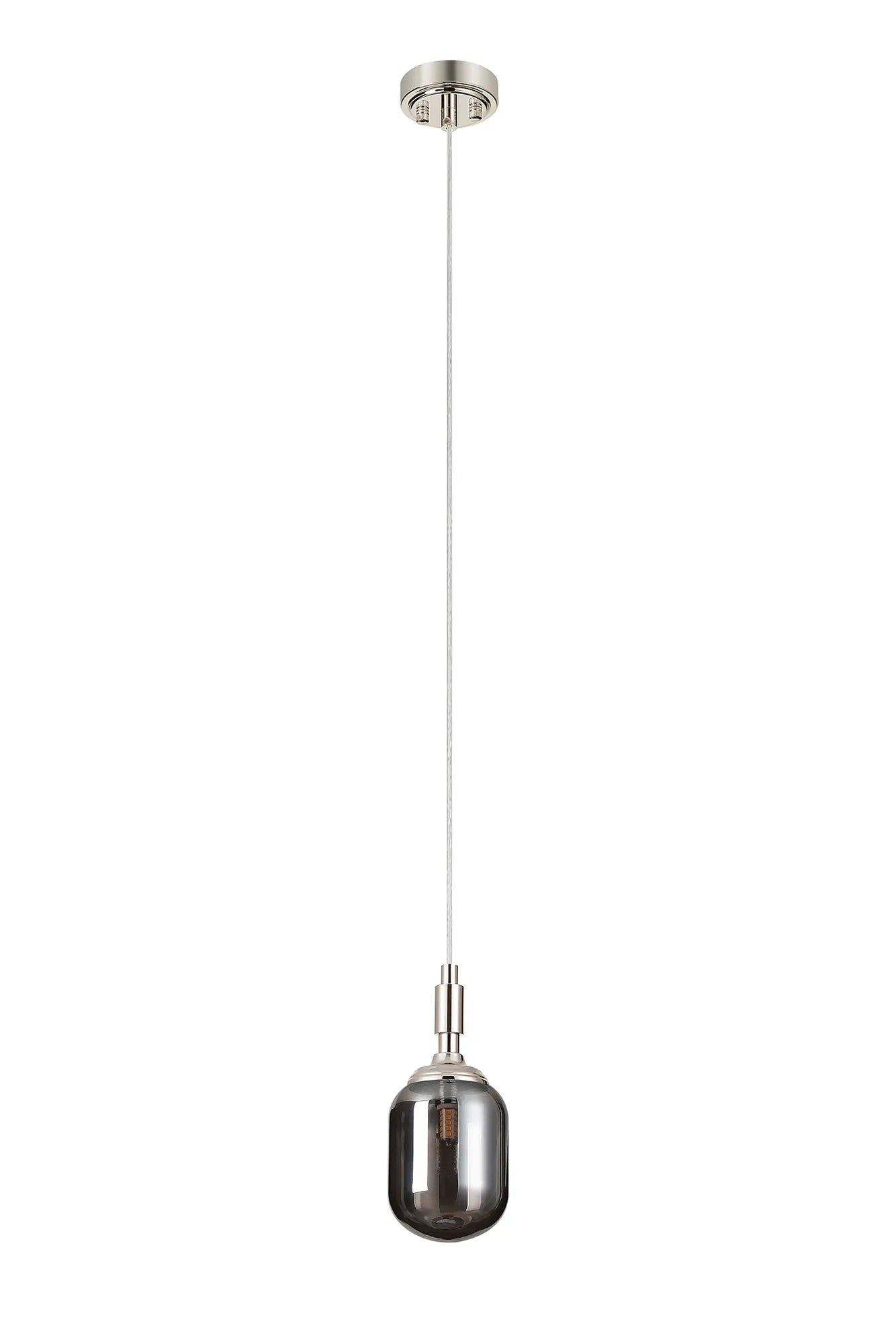 Dene Pendant 1 Light - IP44 Polished Nickel & Smoke Smooth Tubular Glass
