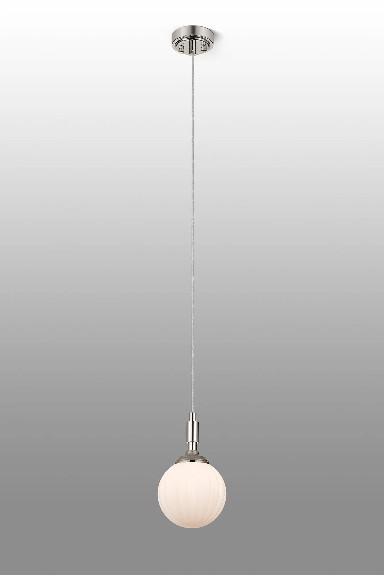 Dene Pendant 1 Light - IP44 Polished Nickel & Opal Round Segment Glass