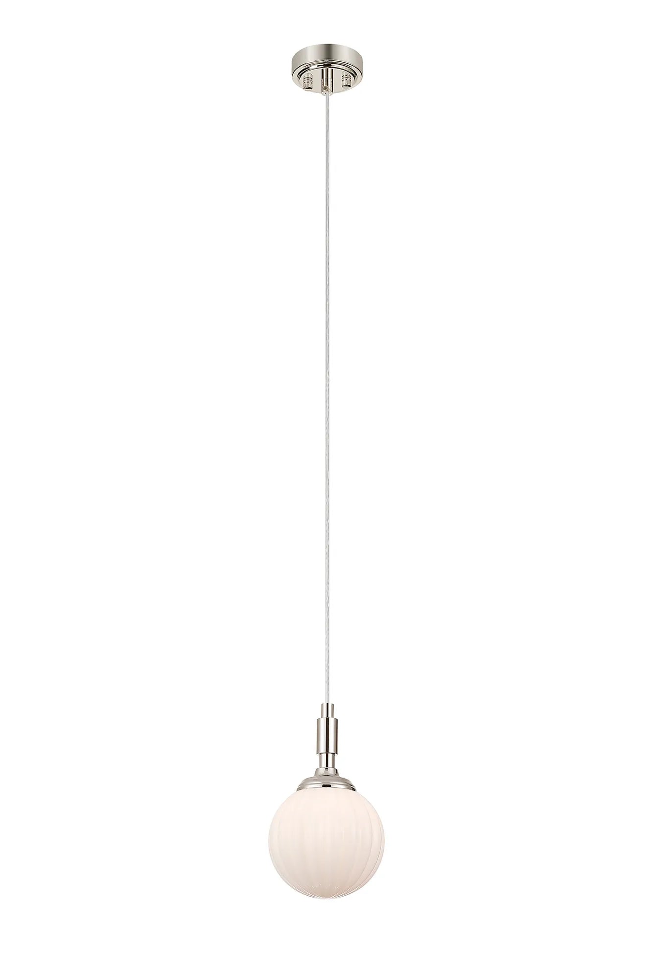 Dene Pendant 1 Light - IP44 Polished Nickel & Opal Round Segment Glass