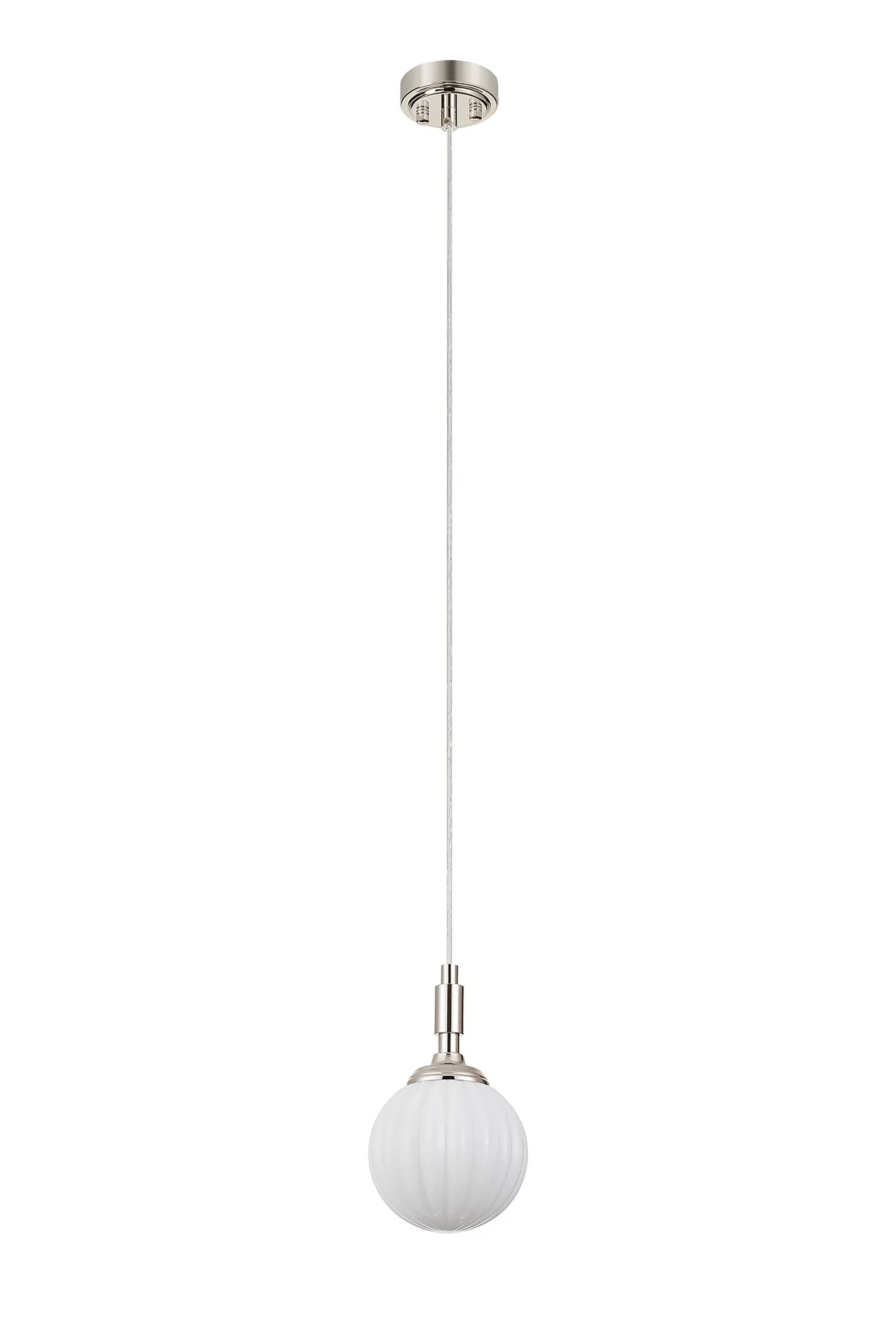 Dene Pendant 1 Light - IP44 Polished Nickel & Opal Round Segment Glass