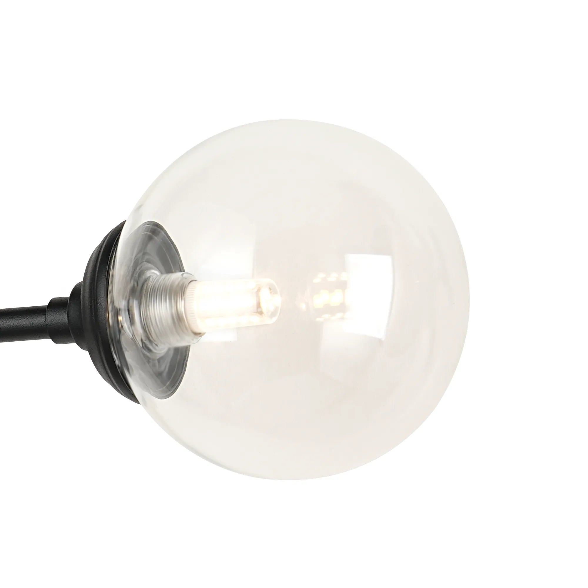 Dene Ceiling & Wall Light - Linear 2 Light - IP44 Satin Black & Glass Smooth Round Glass