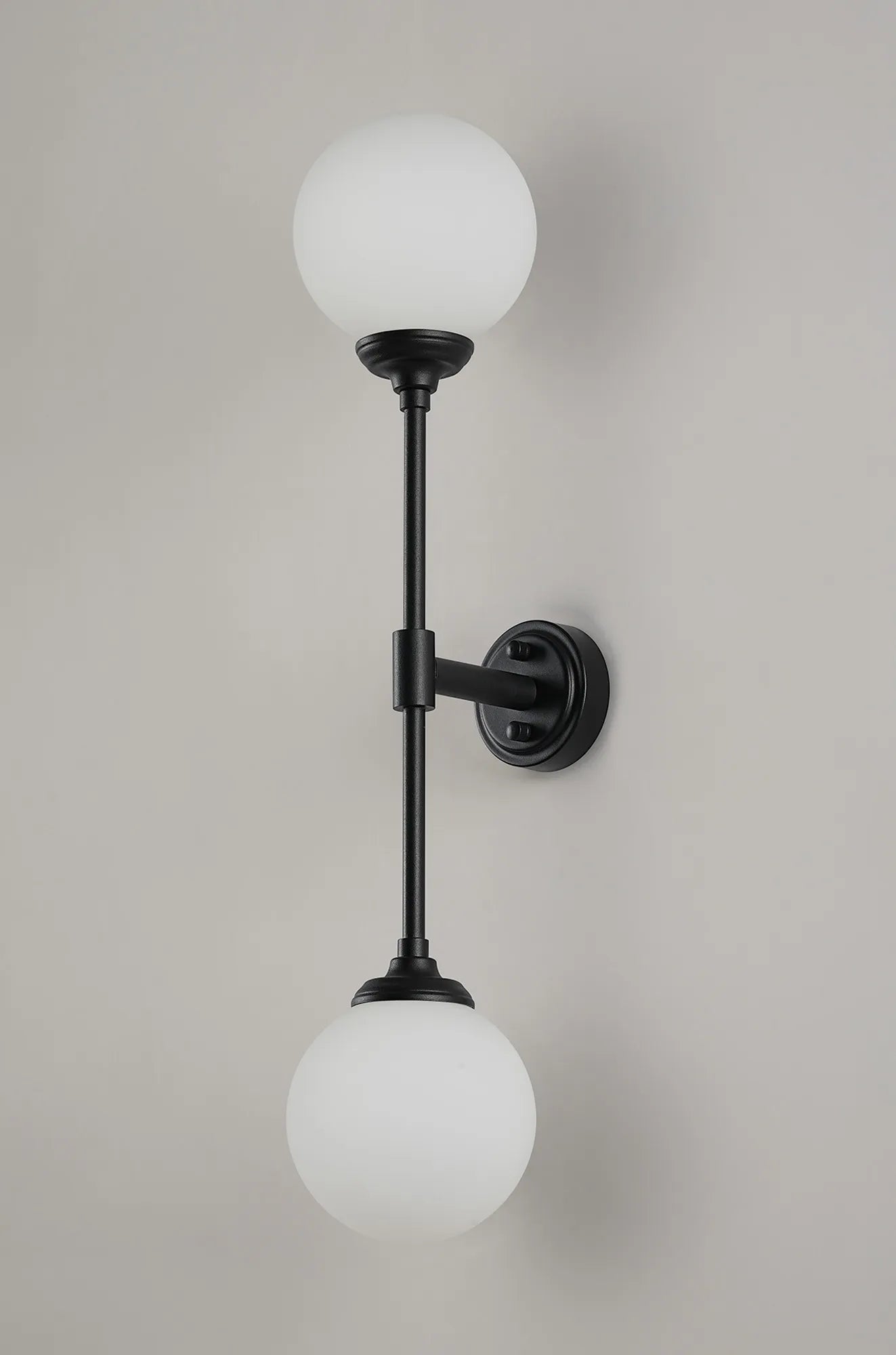Dene Ceiling & Wall Light - Linear 2 Light - IP44 Satin Black & White Smooth Round Glass