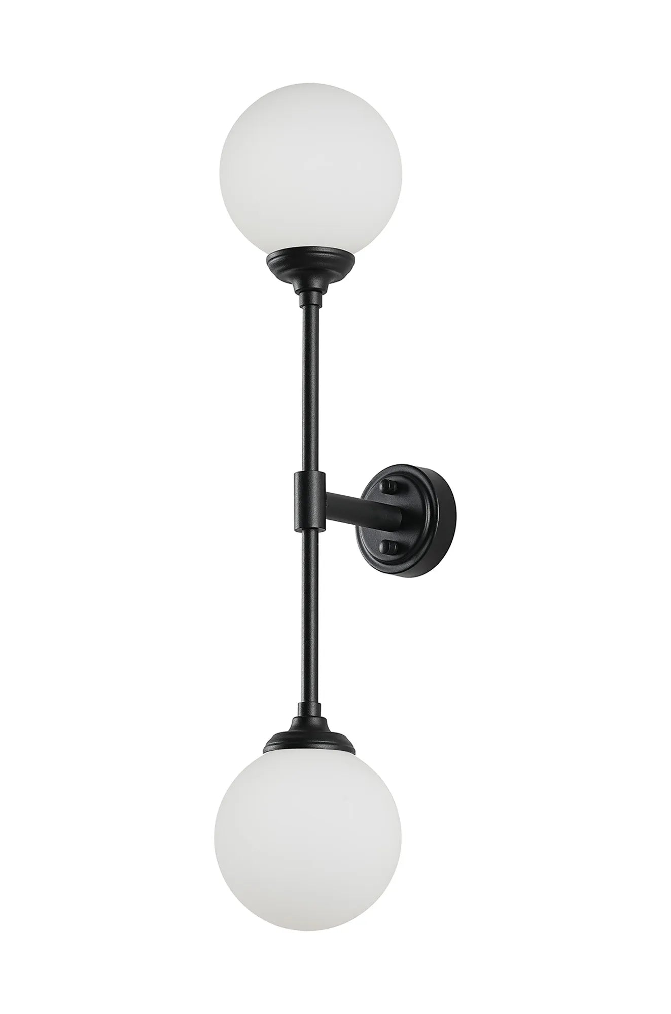 Dene Ceiling & Wall Light - Linear 2 Light - IP44 Satin Black & White Smooth Round Glass