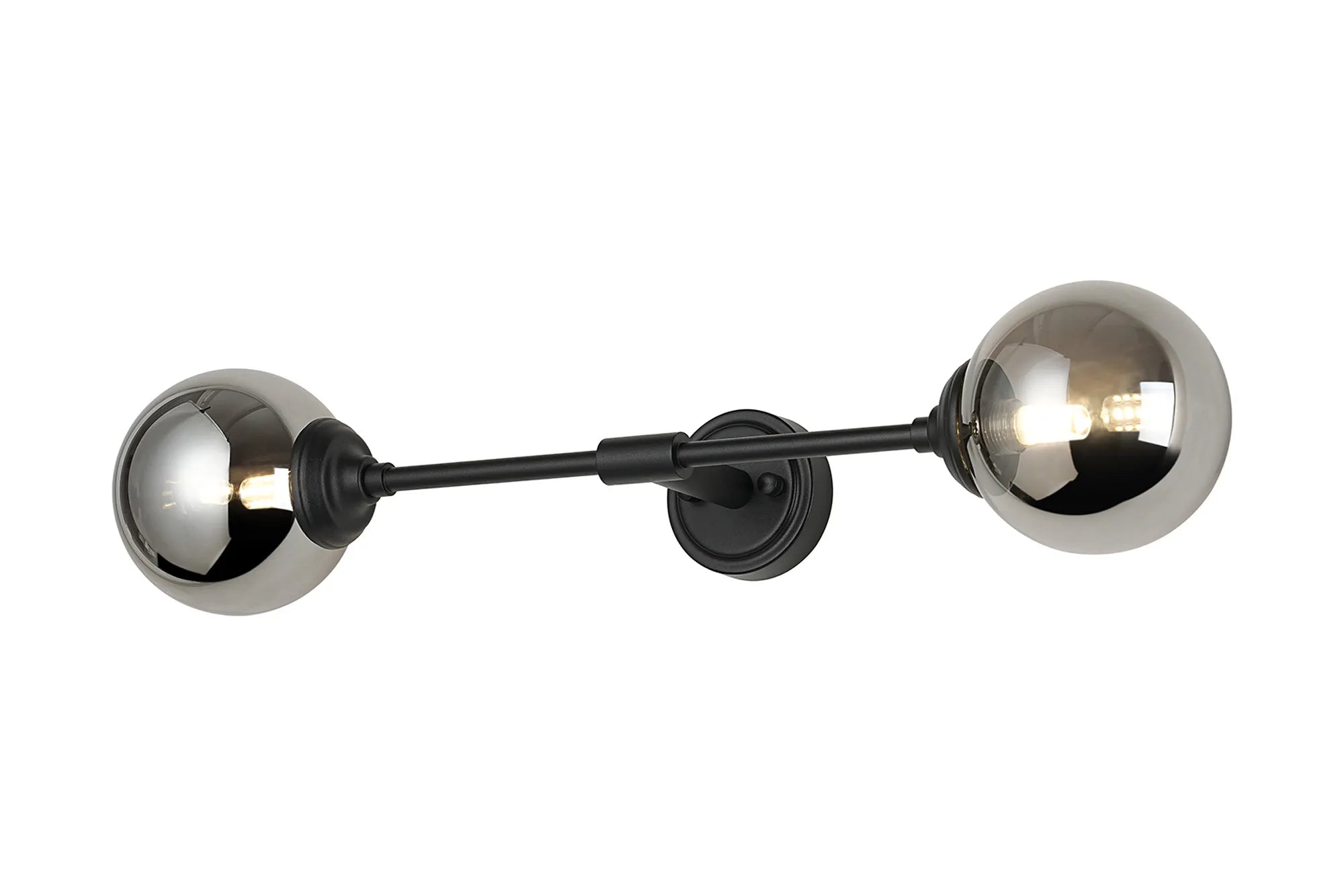 Dene Ceiling & Wall Light - Linear 2 Light - IP44 Satin Black & Glass Smooth Round Glass