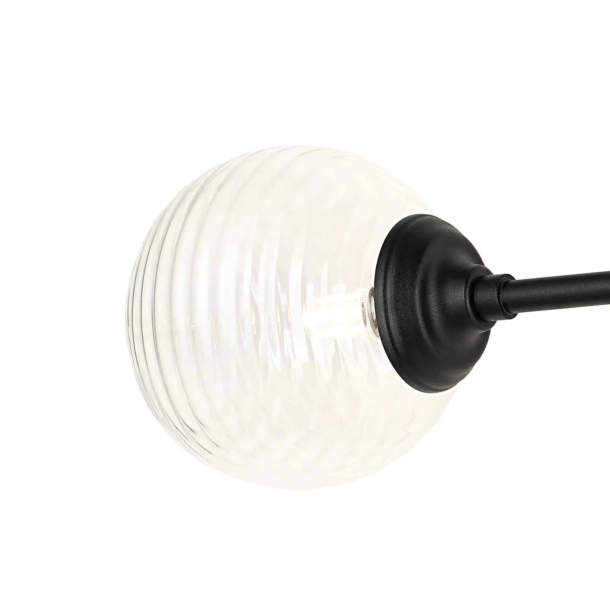 Dene Ceiling & Wall Light - Linear 2 Light - IP44 Satin Black & Glass Ribbed Round Glass