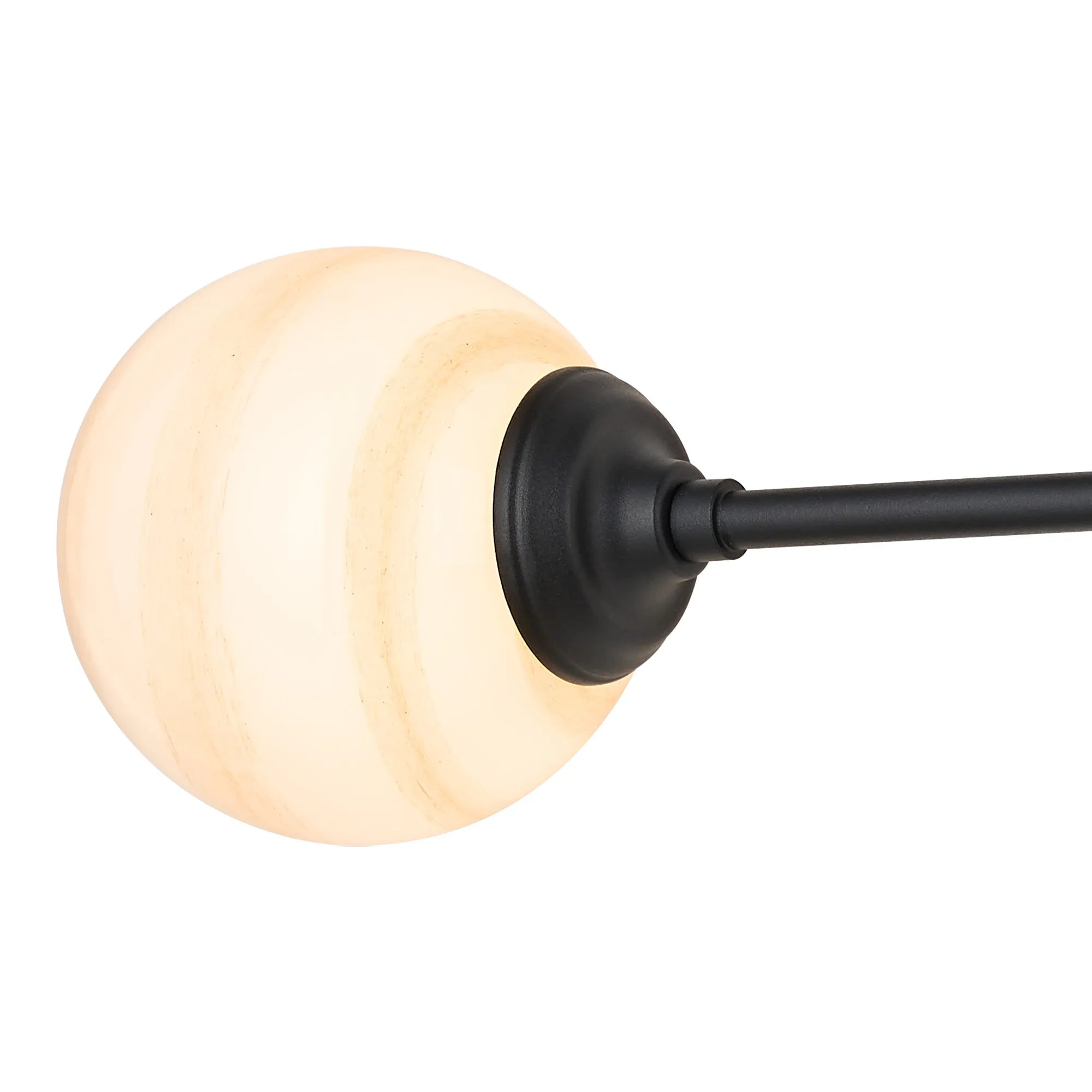 Dene Ceiling & Wall Light - Linear 2 Light - IP44 Satin Black & Brown, White Round Marble Effect Glass