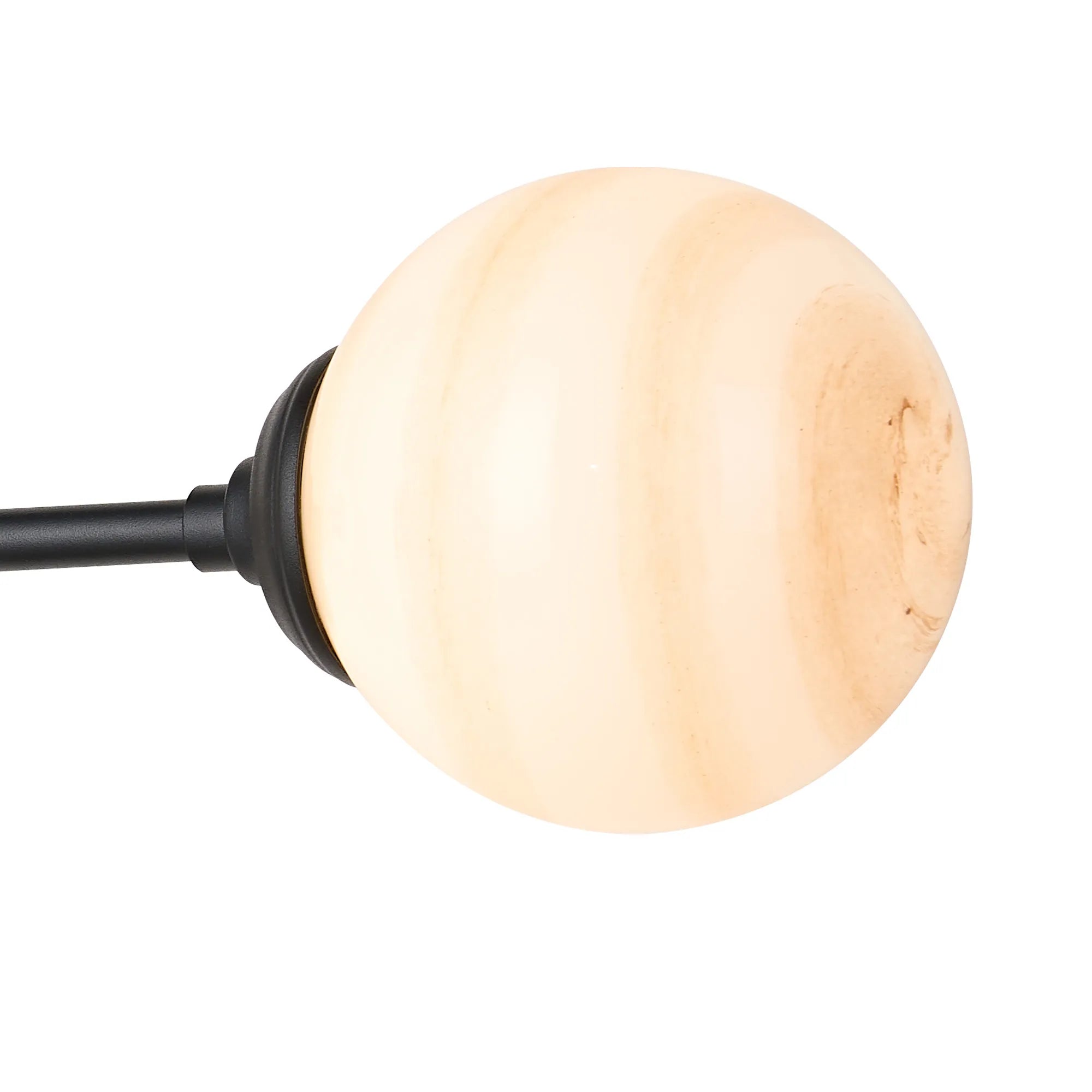 Dene Ceiling & Wall Light - Linear 2 Light - IP44 Satin Black & Brown, White Round Marble Effect Glass
