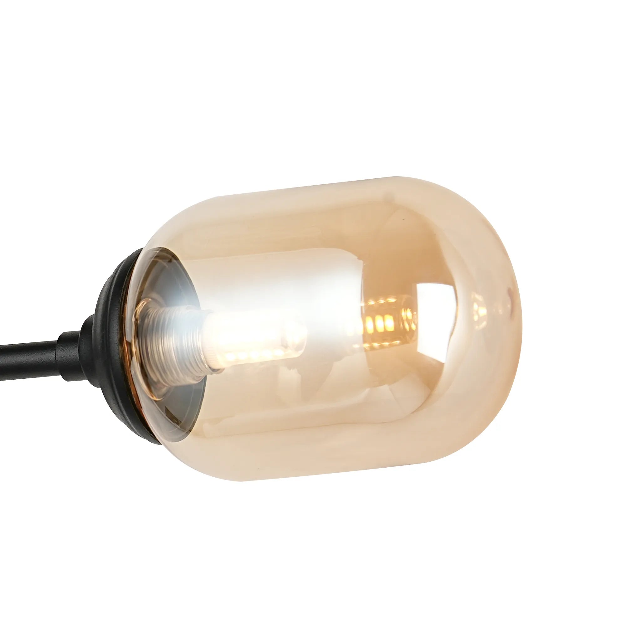 Dene Ceiling & Wall Light - Linear 2 Light - IP44 Satin Black & Amber Smooth Tubular Glass