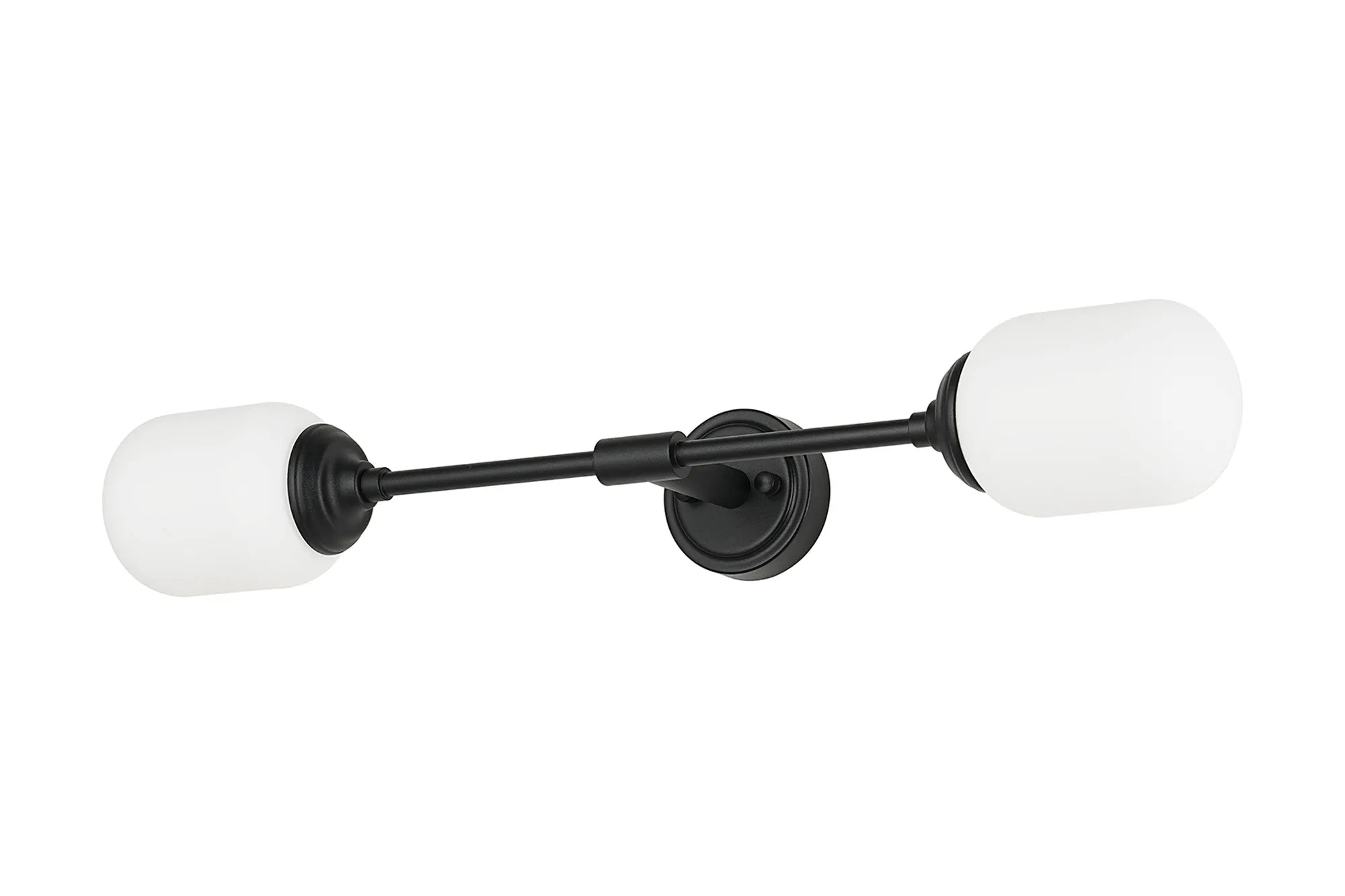 Dene Ceiling & Wall Light - Linear 2 Light - IP44 Satin Black & White Smooth Tubular Glass