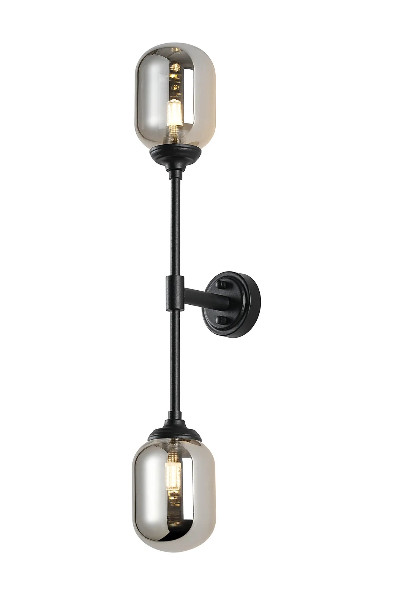 Dene Ceiling & Wall Light - Linear 2 Light - IP44 Satin Black & Glass Smooth Tubular Glass