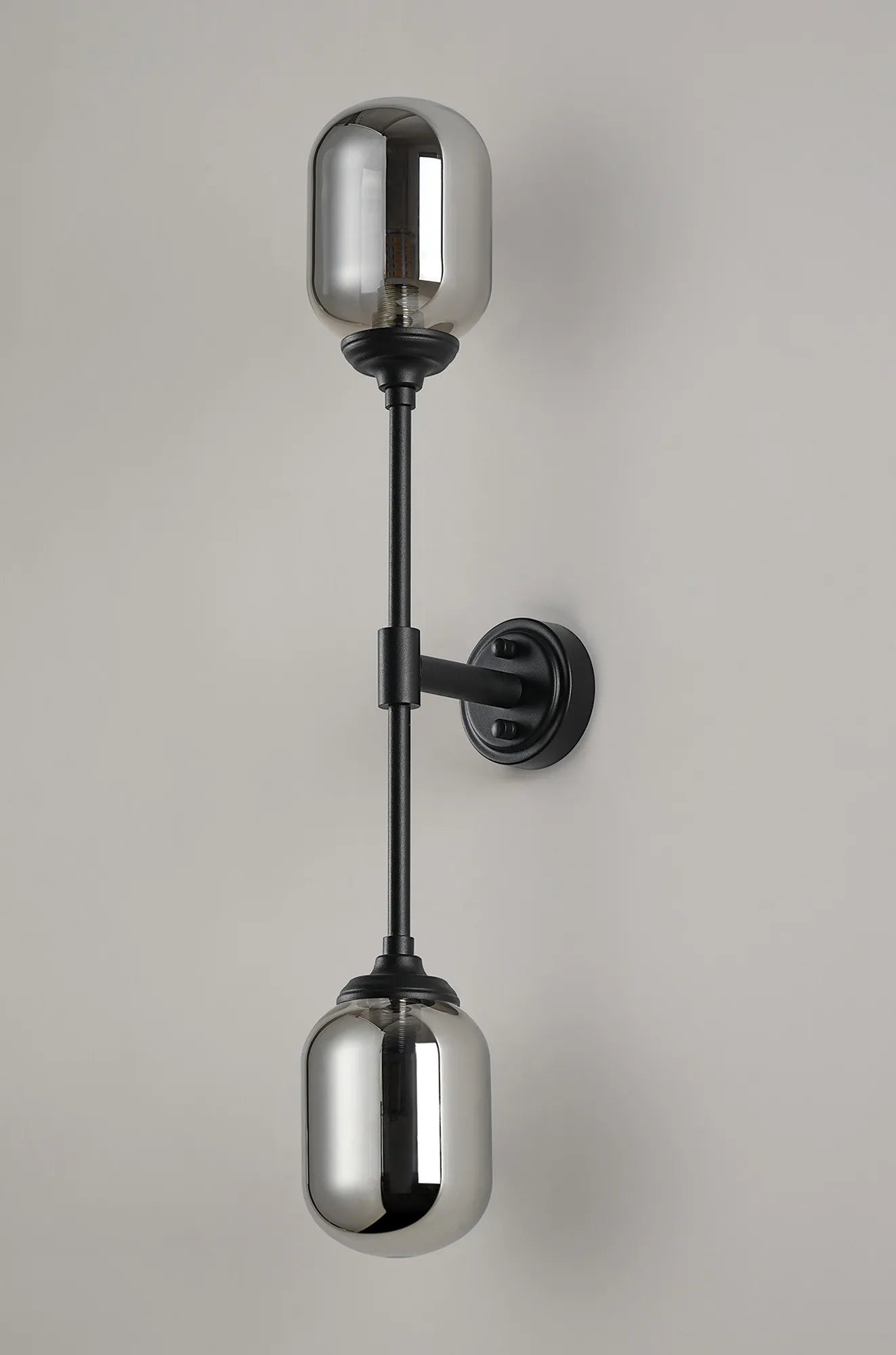 Dene Ceiling & Wall Light - Linear 2 Light - IP44 Satin Black & Glass Smooth Tubular Glass