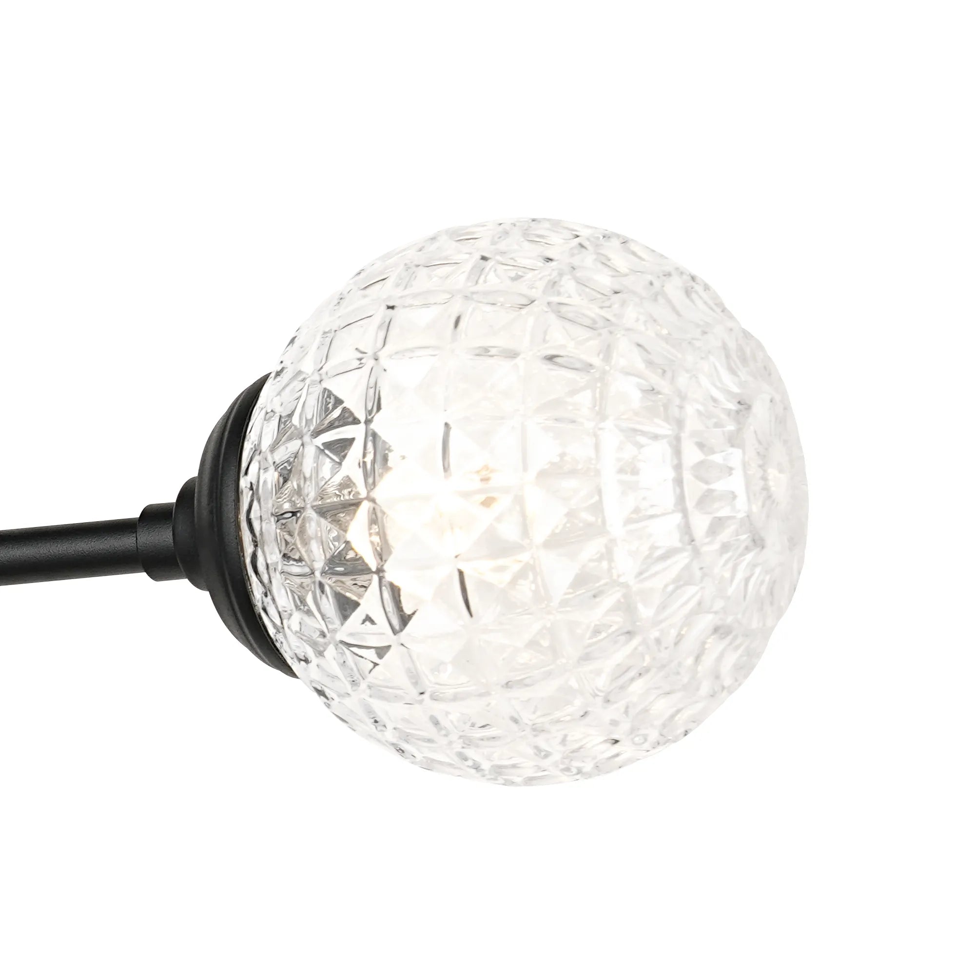 Dene Ceiling & Wall Light - Linear 2 Light - IP44 Satin Black & Glass Cross Pattern Round Glass