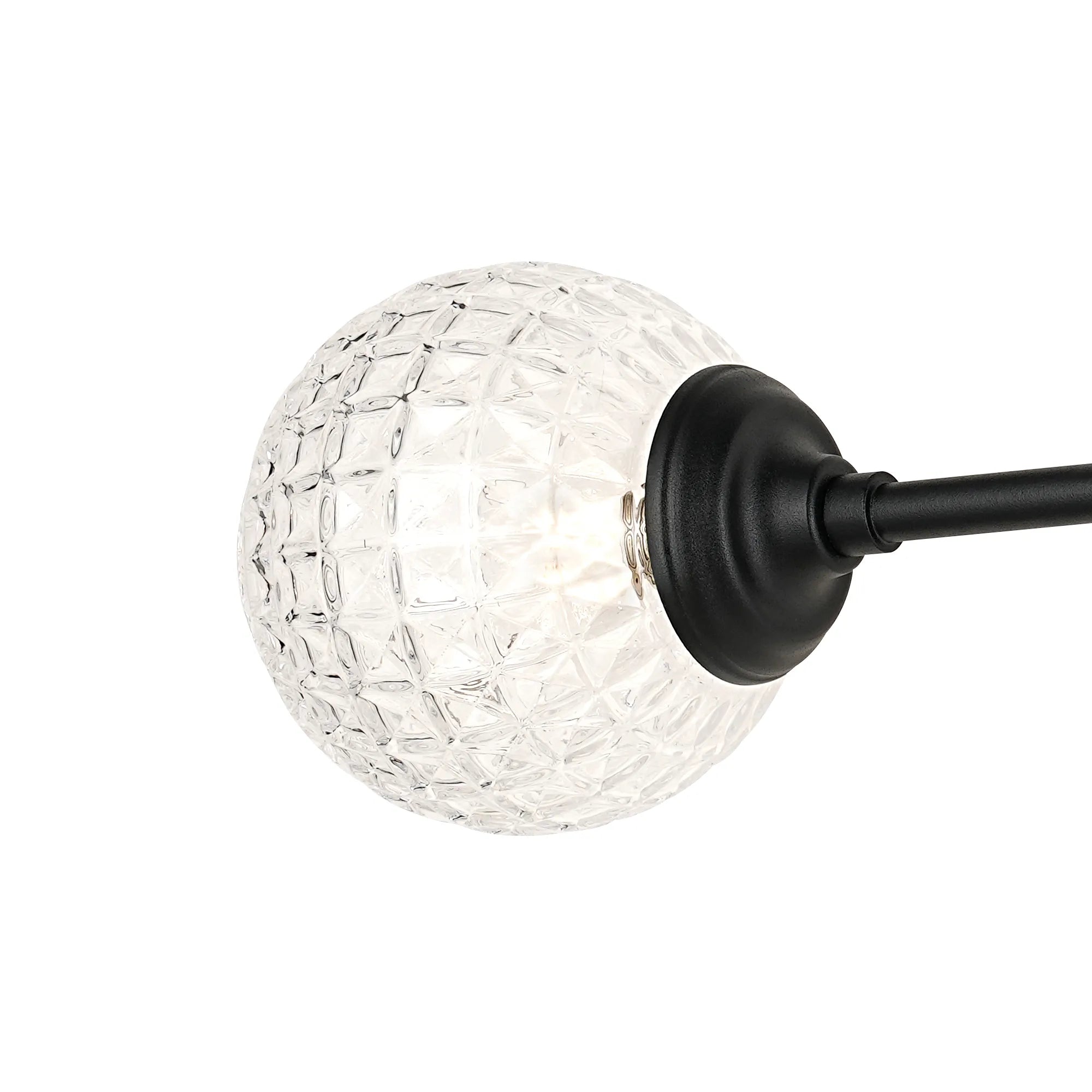 Dene Ceiling & Wall Light - Linear 2 Light - IP44 Satin Black & Glass Cross Pattern Round Glass