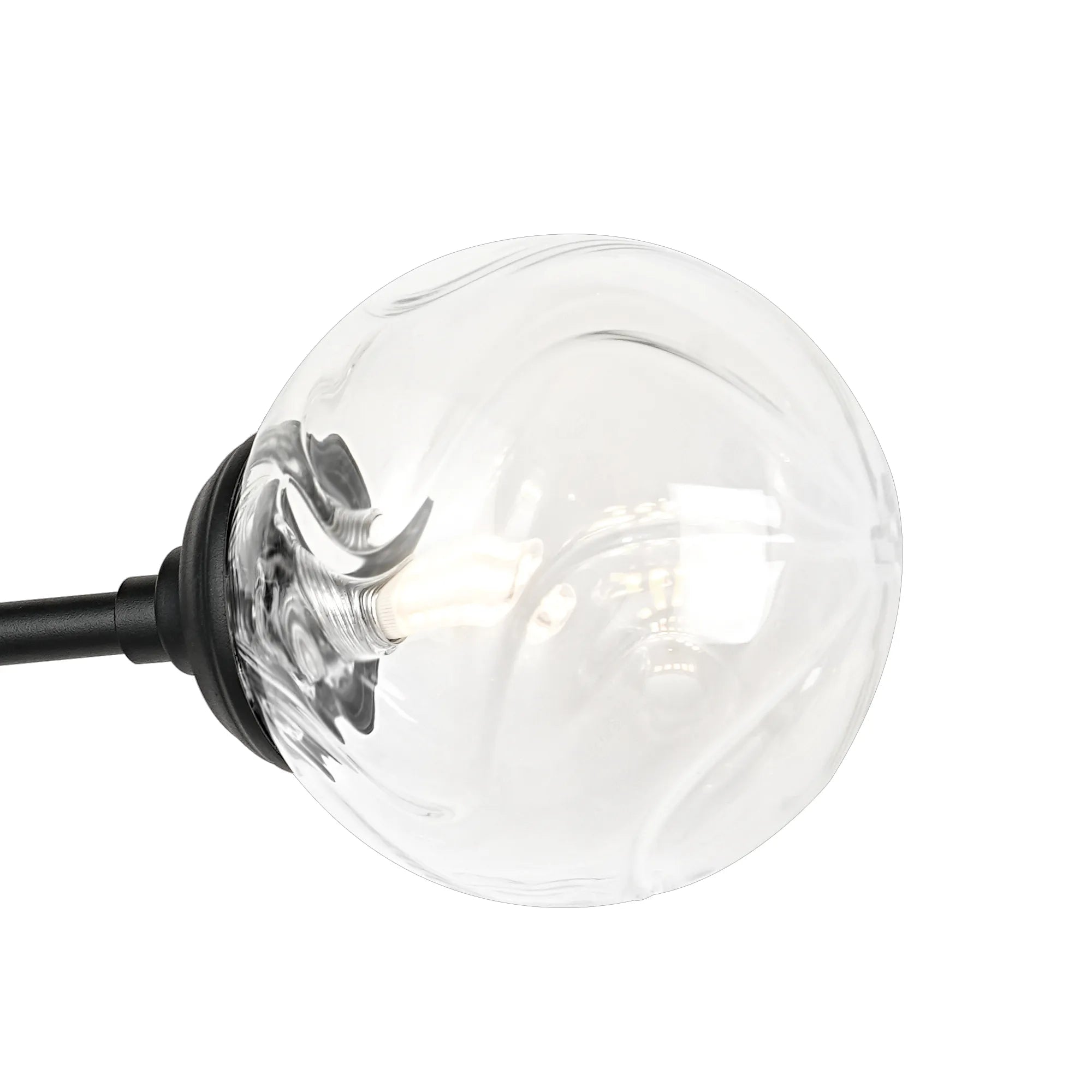 Dene Ceiling & Wall Light - Linear 2 Light - IP44 Satin Black & Glass Waved Round Glass