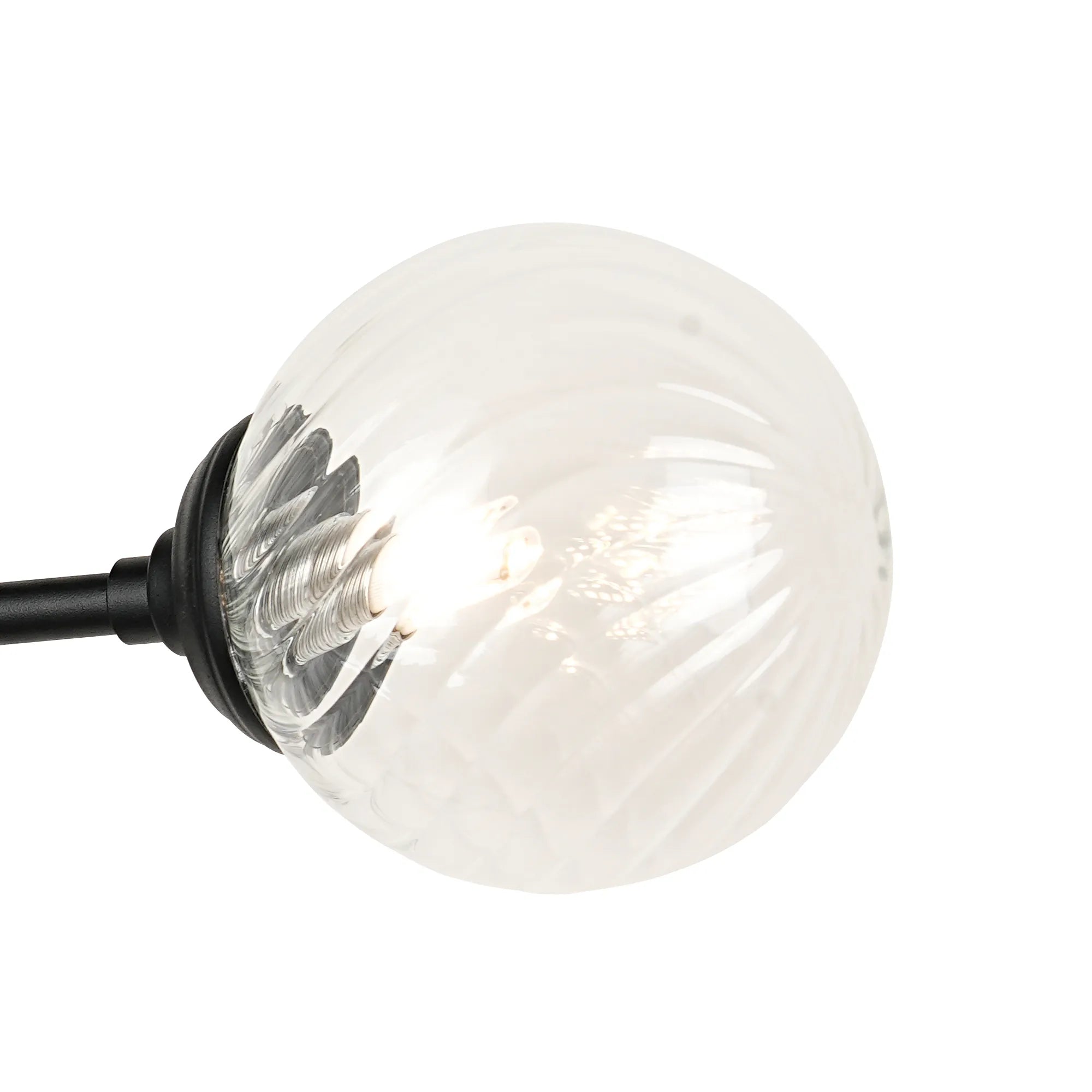 Dene Ceiling & Wall Light - Linear 2 Light - IP44 Satin Black & Glass Swirl Round Glass