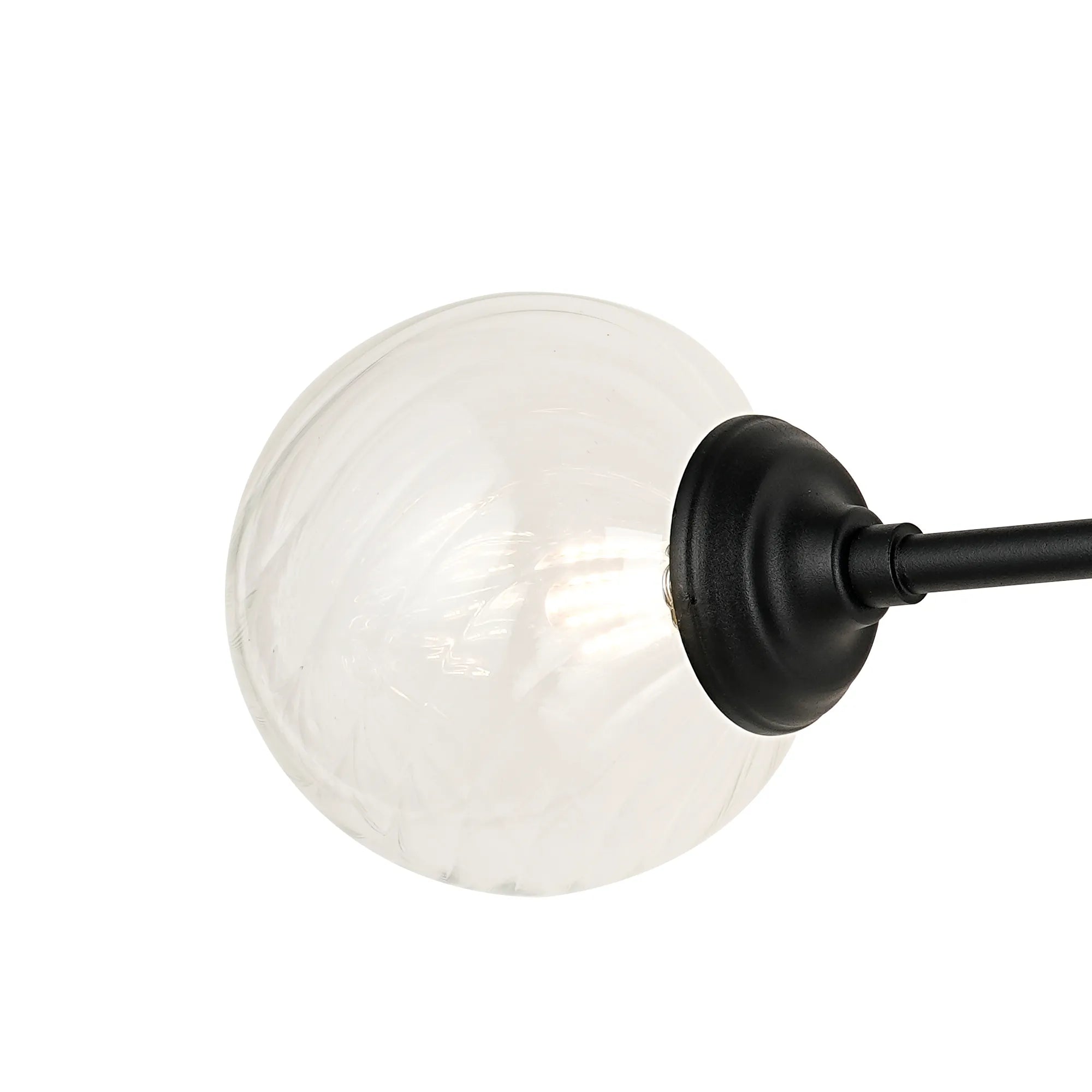 Dene Ceiling & Wall Light - Linear 2 Light - IP44 Satin Black & Glass Swirl Round Glass