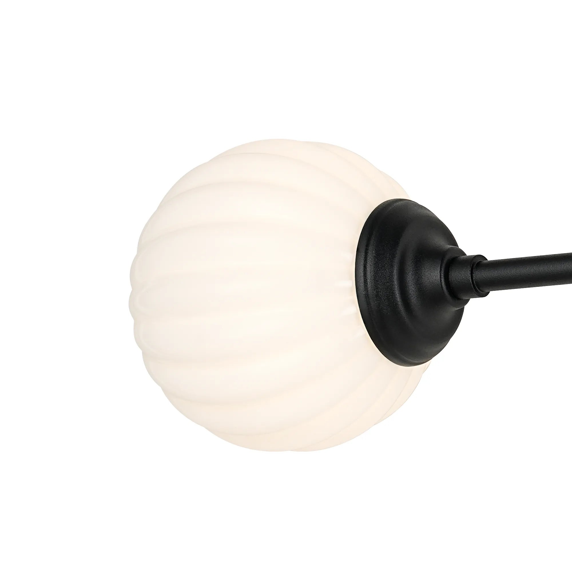 Dene Ceiling & Wall Light - Linear 2 Light - IP44 Satin Black & White Round Segment Glass
