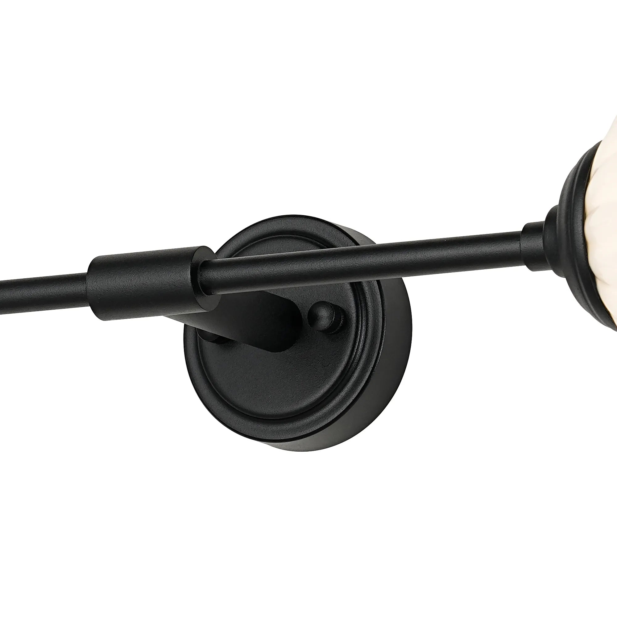 Dene Ceiling & Wall Light - Linear 2 Light - IP44 Satin Black & White Round Segment Glass