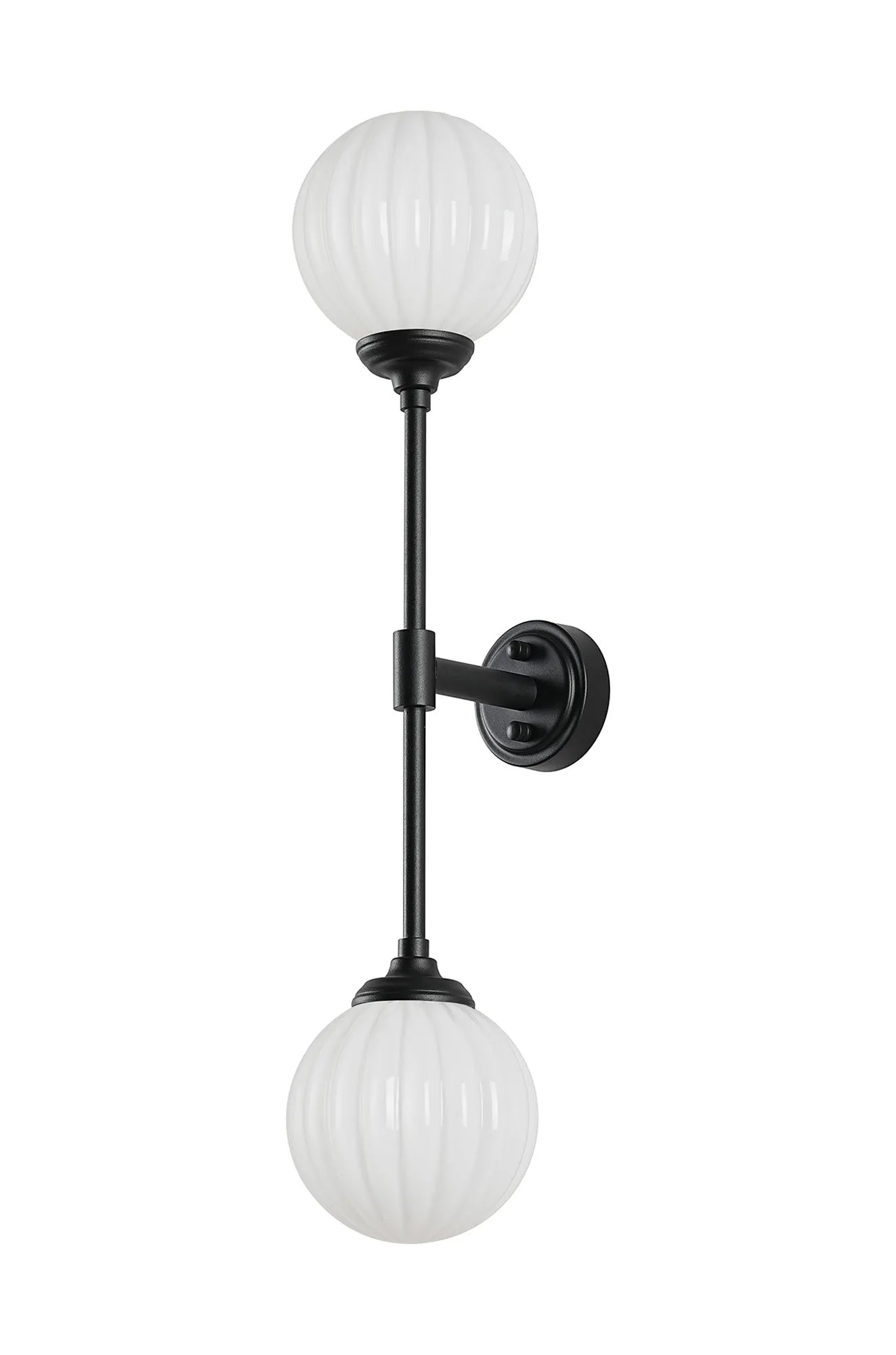 Dene Ceiling & Wall Light - Linear 2 Light - IP44 Satin Black & White Round Segment Glass