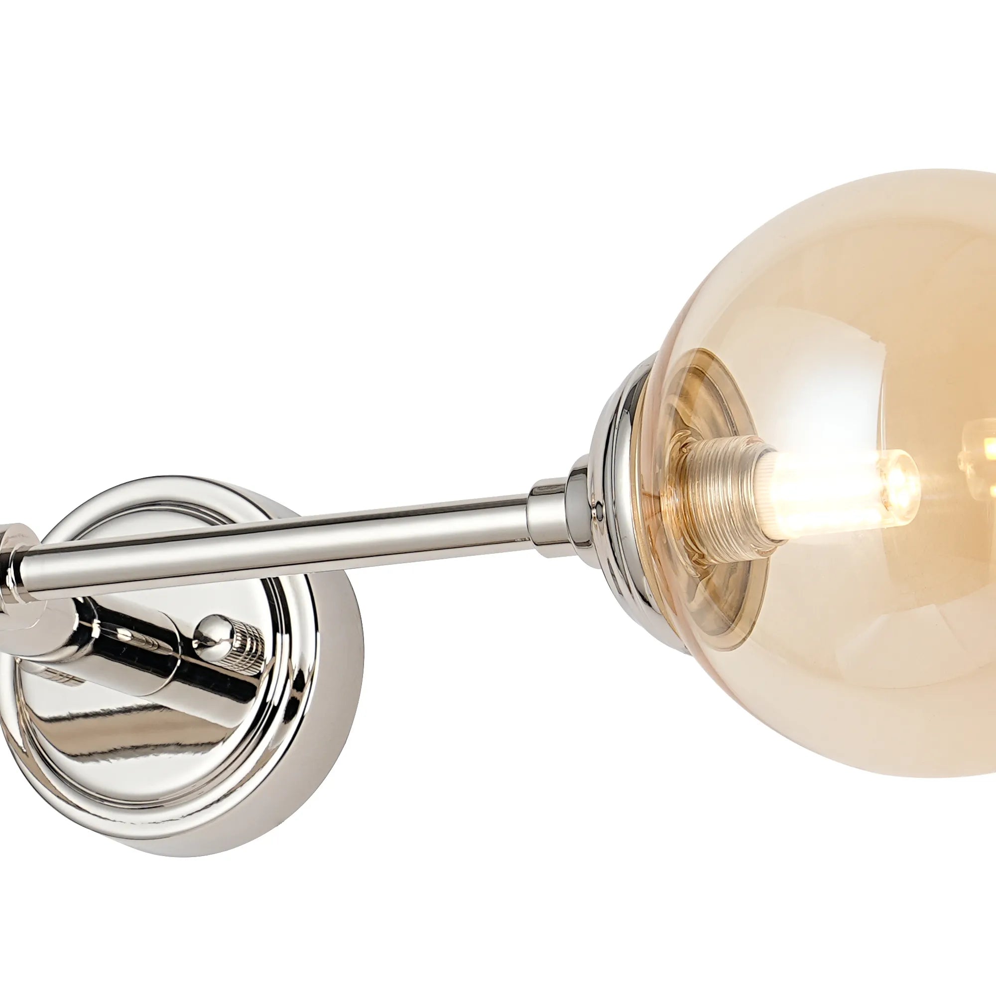 Dene Ceiling & Wall Light - Linear 2 Light - IP44 Nickel & Amber Smooth Round Glass