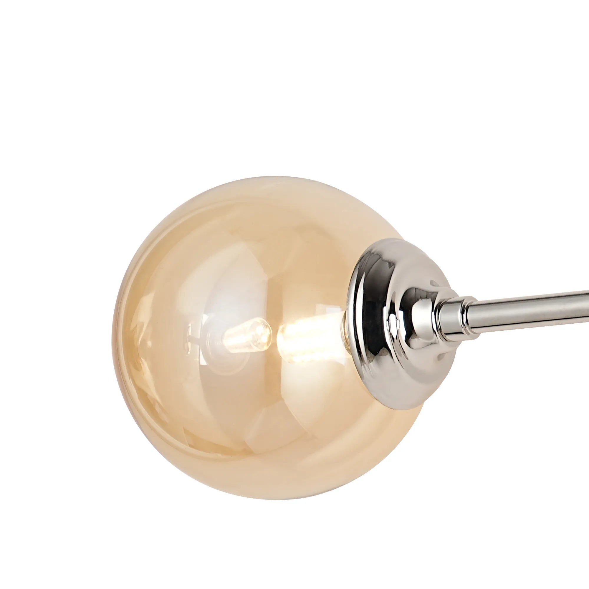 Dene Ceiling & Wall Light - Linear 2 Light - IP44 Nickel & Amber Smooth Round Glass