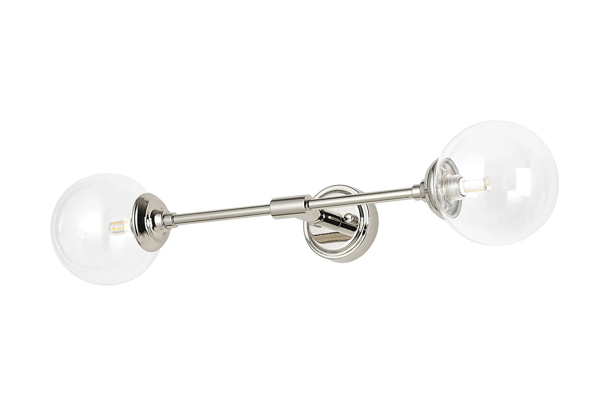 Dene Ceiling & Wall Light - Linear 2 Light - IP44 Nickel & Glass Smooth Round Glass