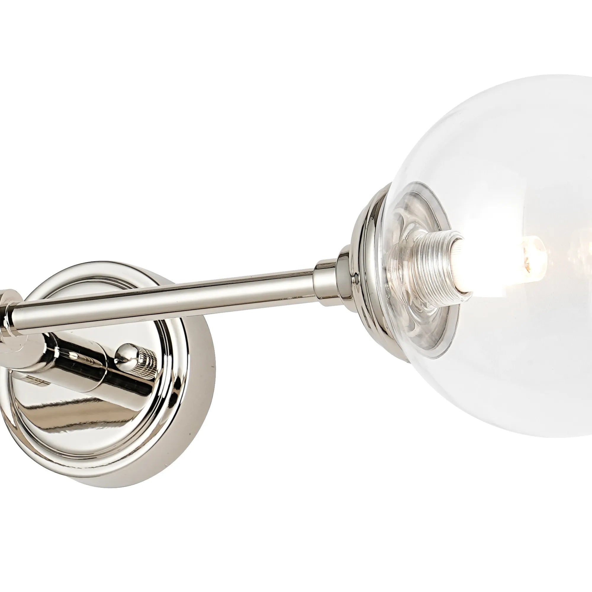 Dene Ceiling & Wall Light - Linear 2 Light - IP44 Nickel & Glass Smooth Round Glass