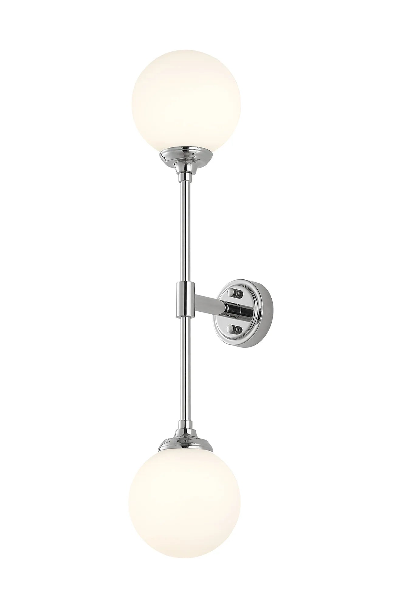 Dene Ceiling & Wall Light - Linear 2 Light - IP44 Nickel & White Smooth Round Glass