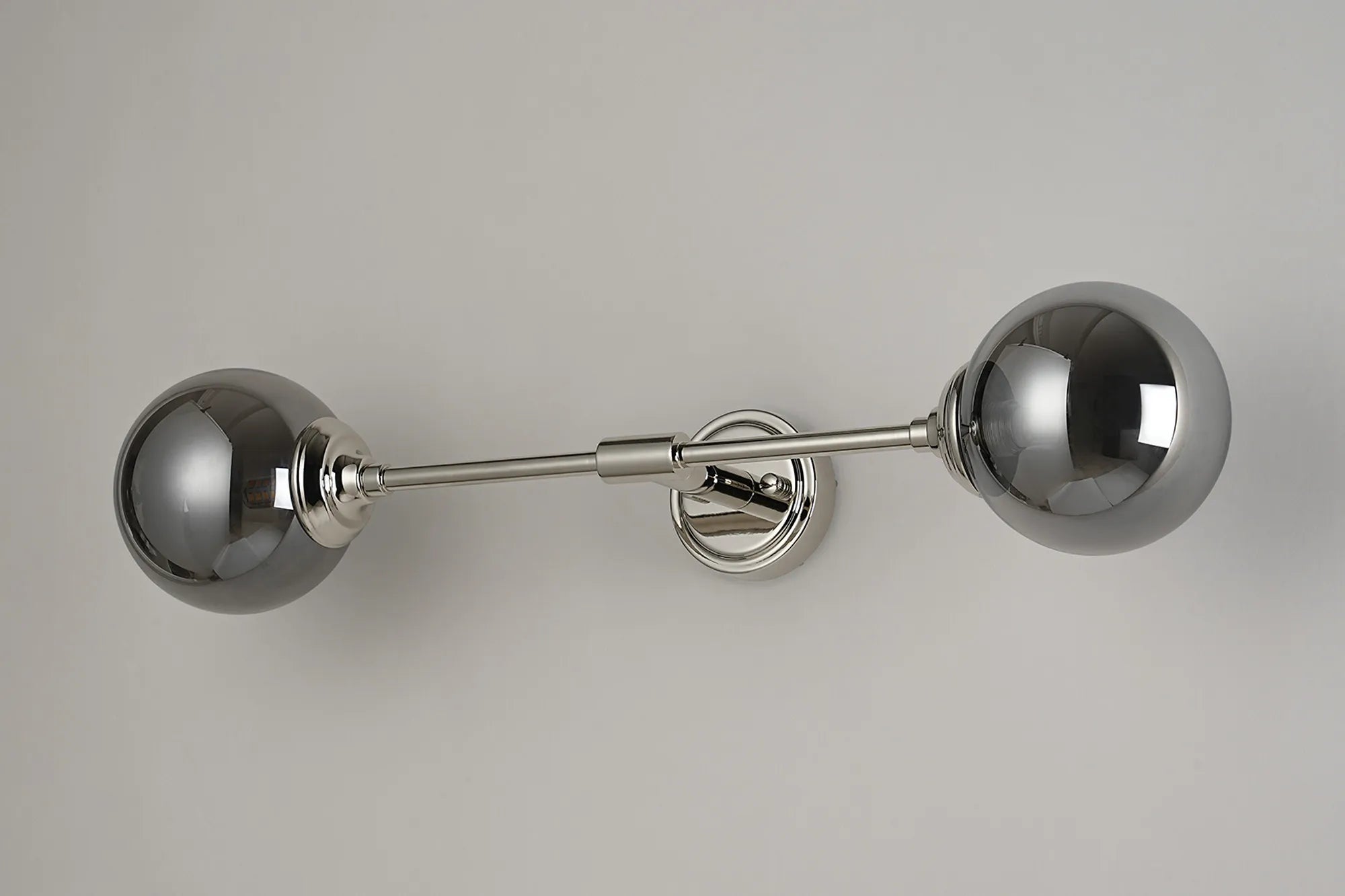 Dene Ceiling & Wall Light - Linear 2 Light - IP44 Nickel & Glass Smooth Round Glass