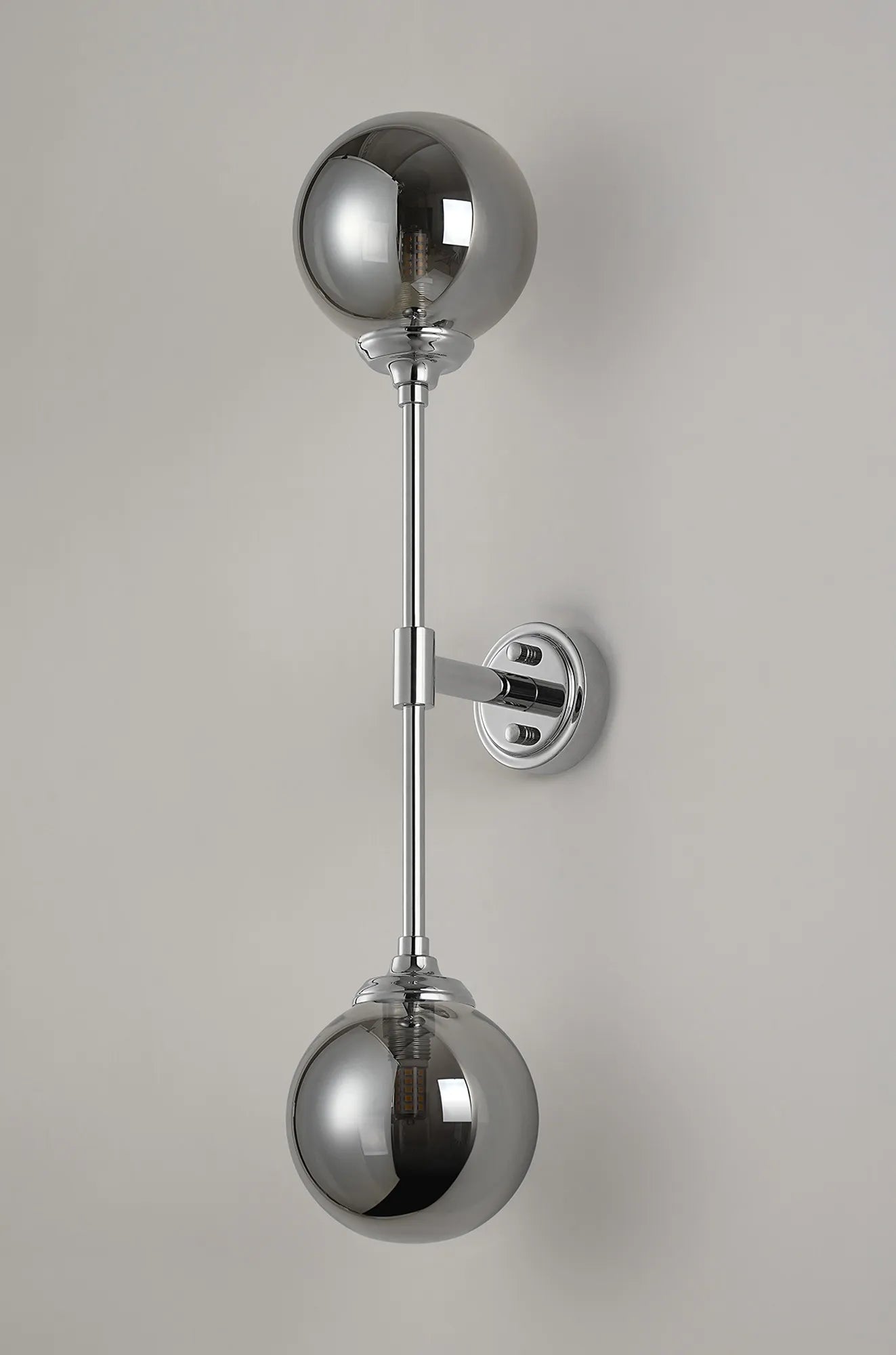 Dene Ceiling & Wall Light - Linear 2 Light - IP44 Nickel & Glass Smooth Round Glass