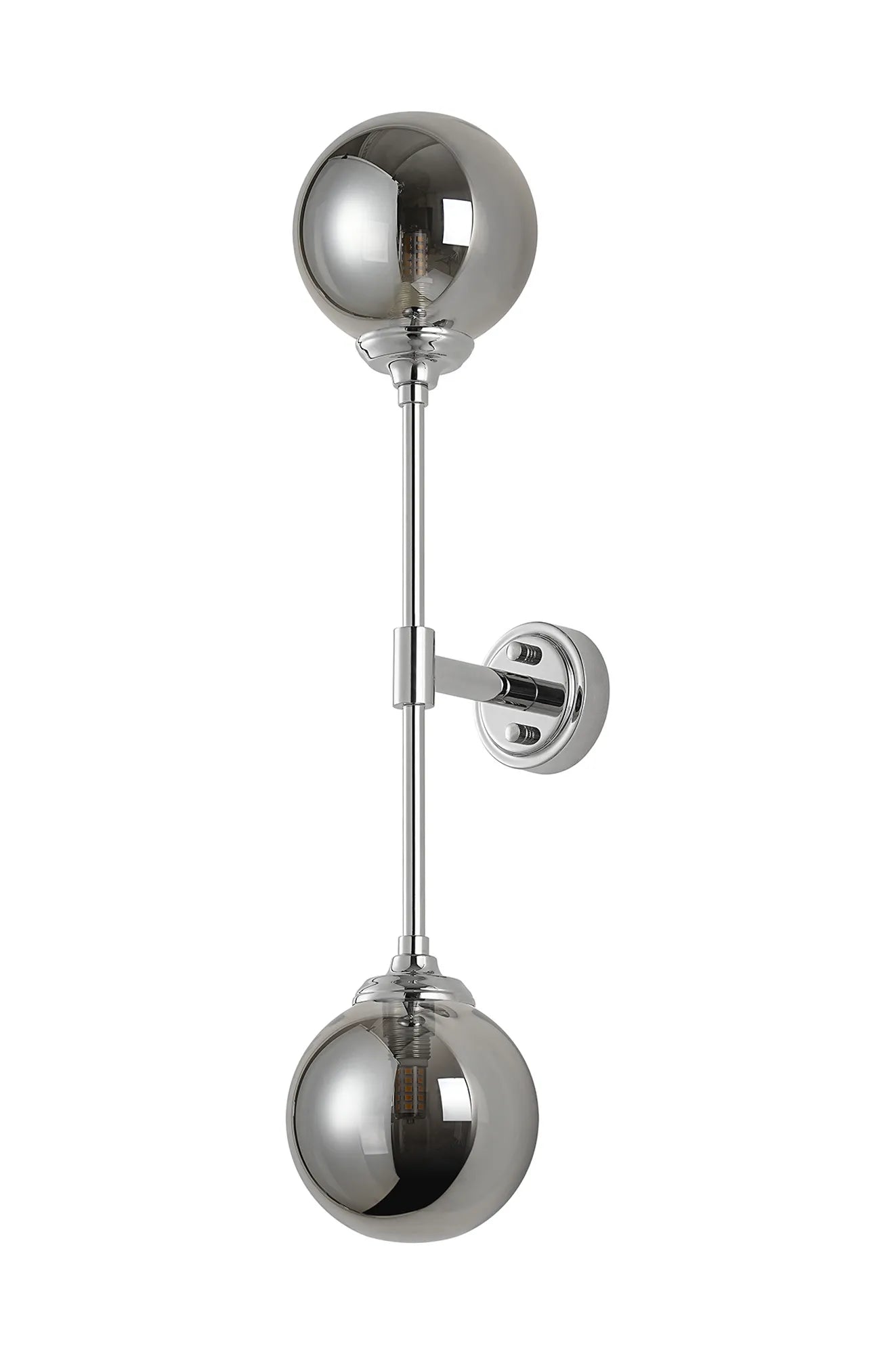 Dene Ceiling & Wall Light - Linear 2 Light - IP44 Nickel & Glass Smooth Round Glass